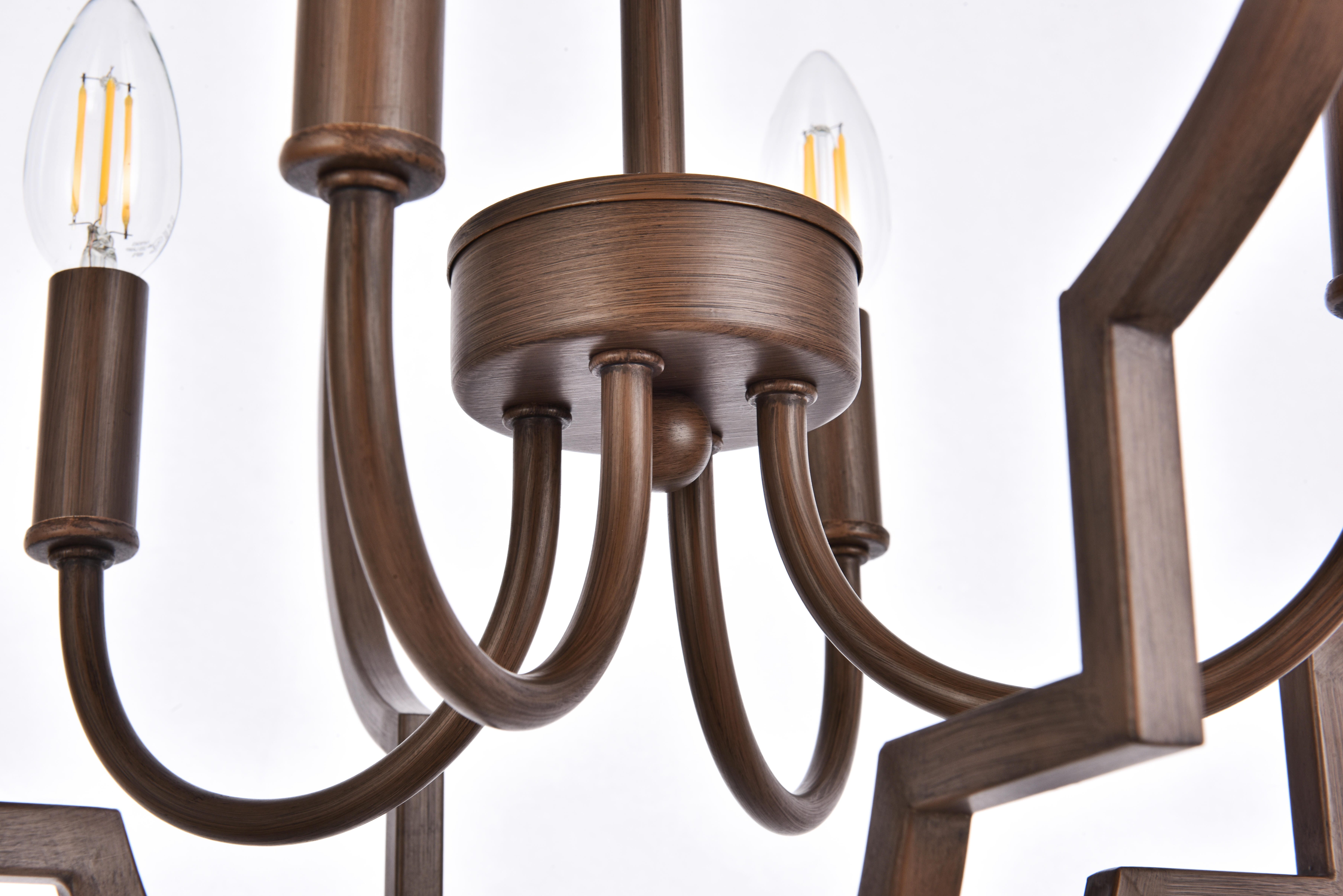 Living District Sandara 4 Lights Pendant In Weathered Oak, Weathered Oak, large