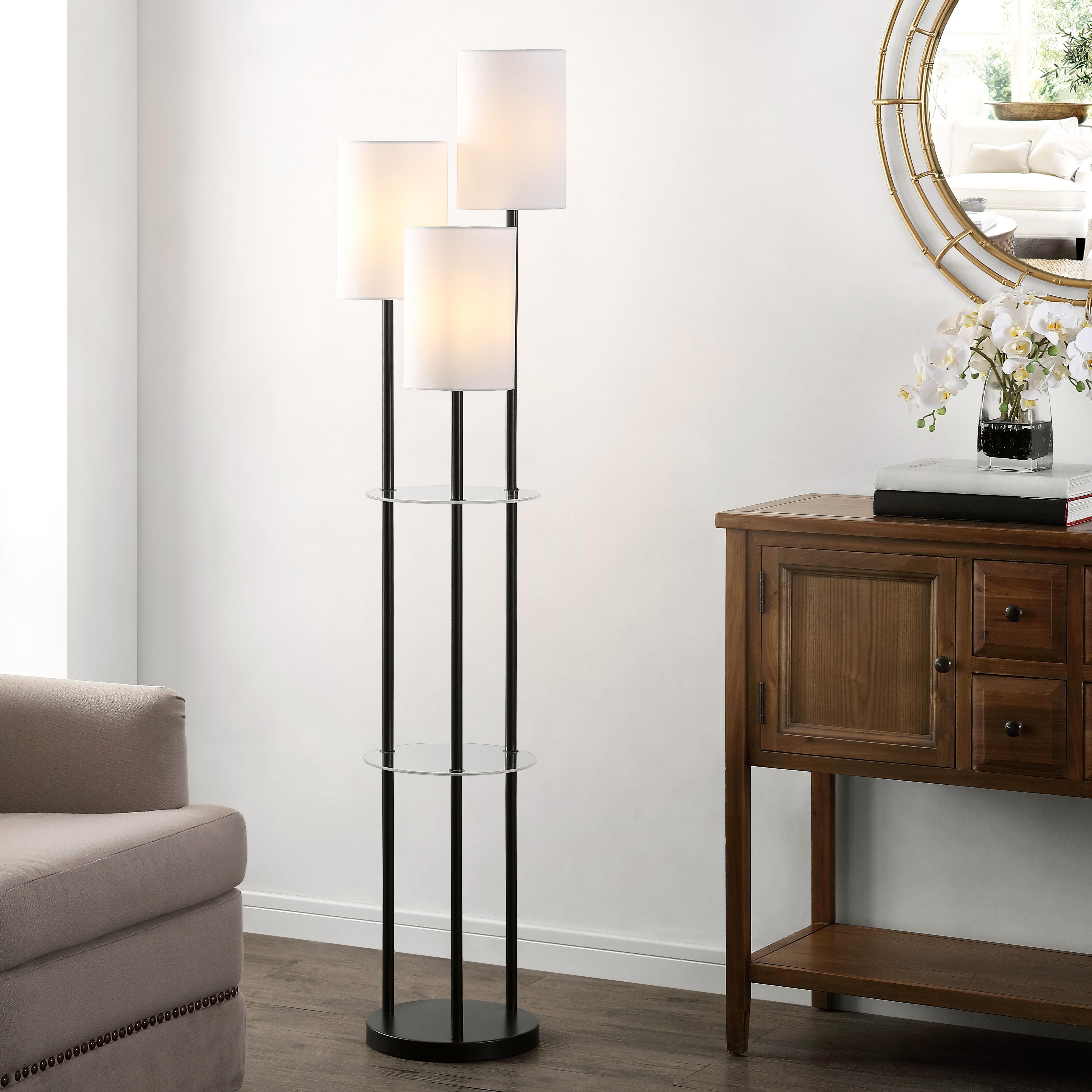 Soren Glass/Iron Floor Lamp, , rollover
