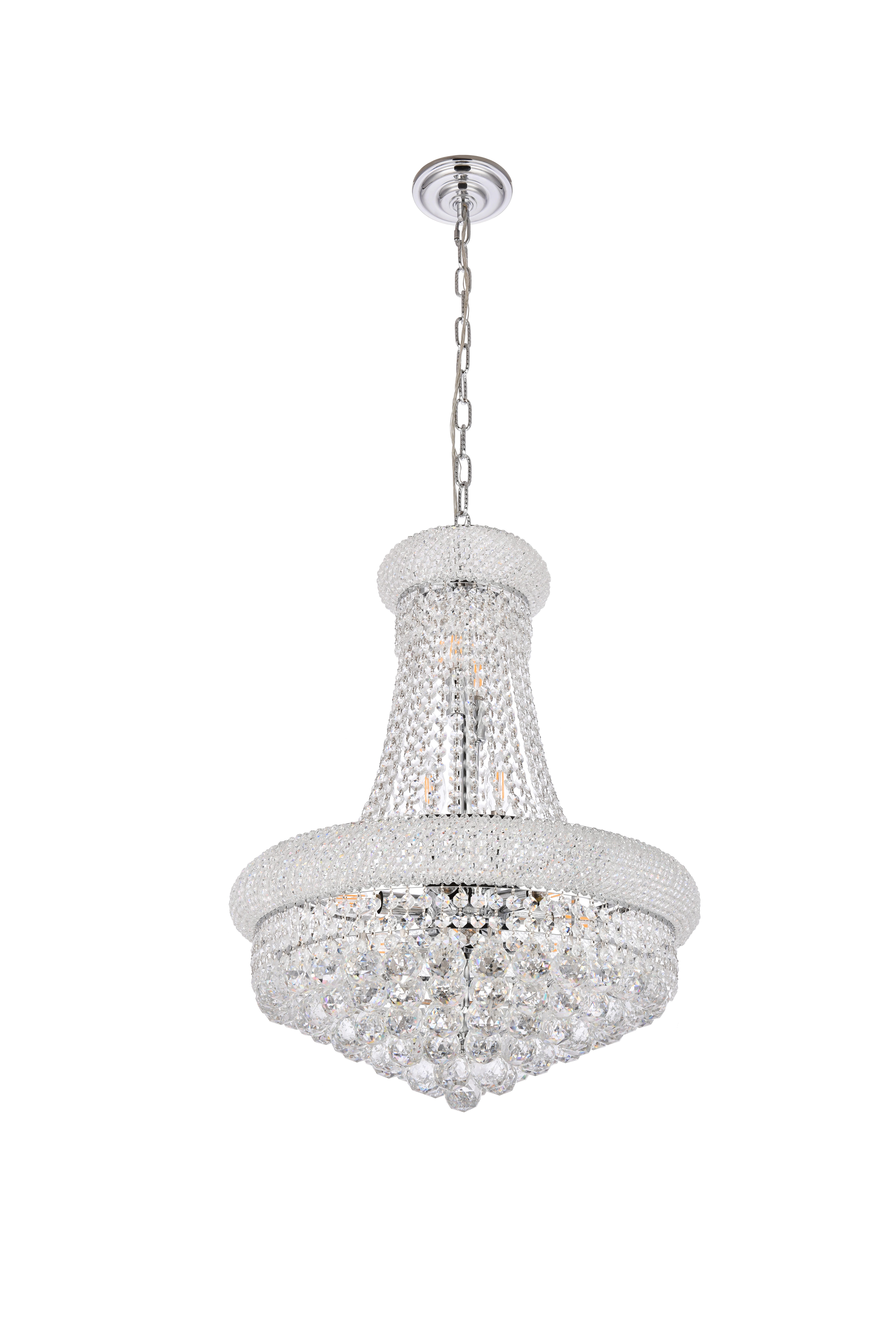 Primo 14 Light Chrome Chandelier Clear Royal Cut Crystal, Chrome, large