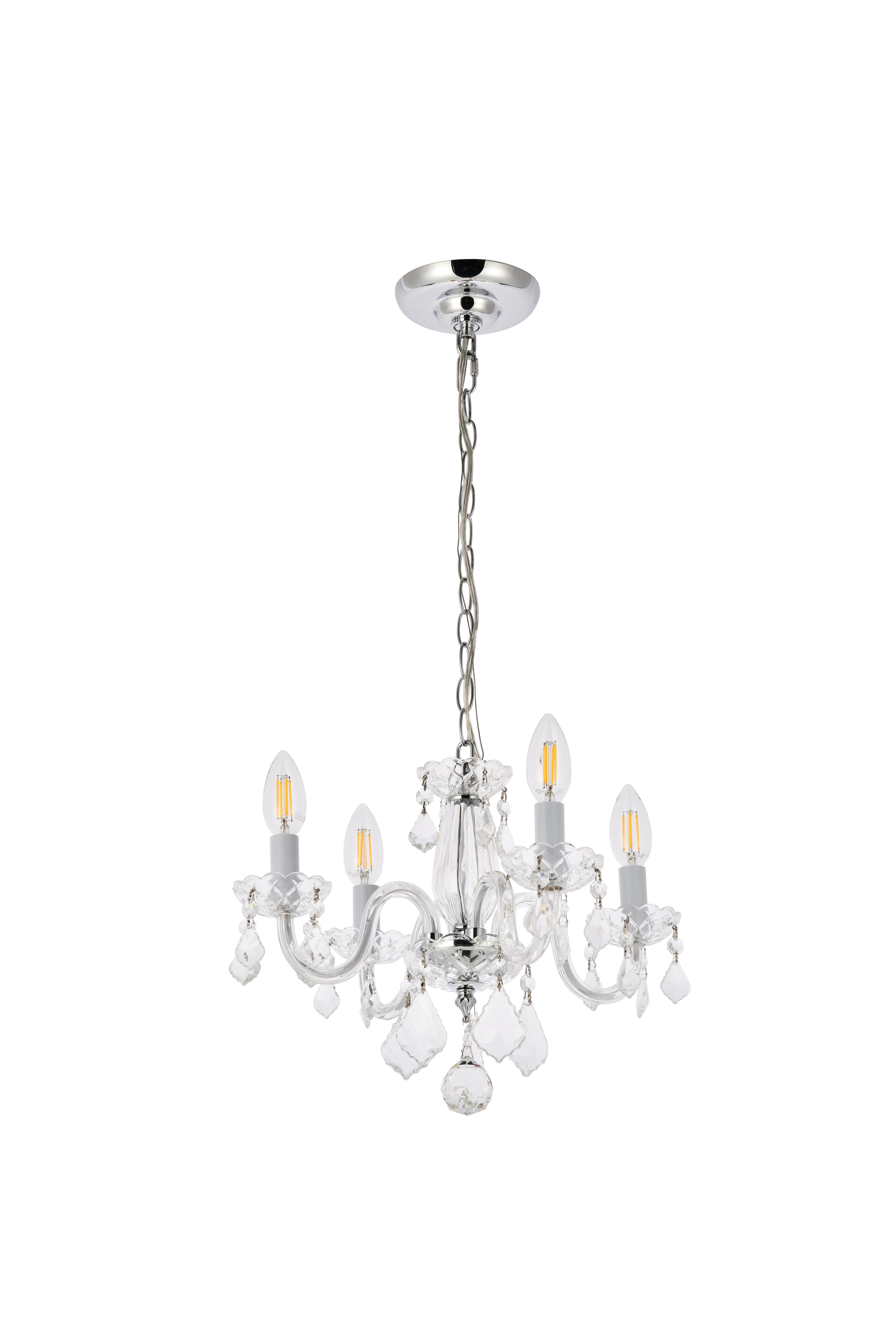 Rococo 4 Light Chrome Pendant Clear Royal Cut Crystal, Chrome, large