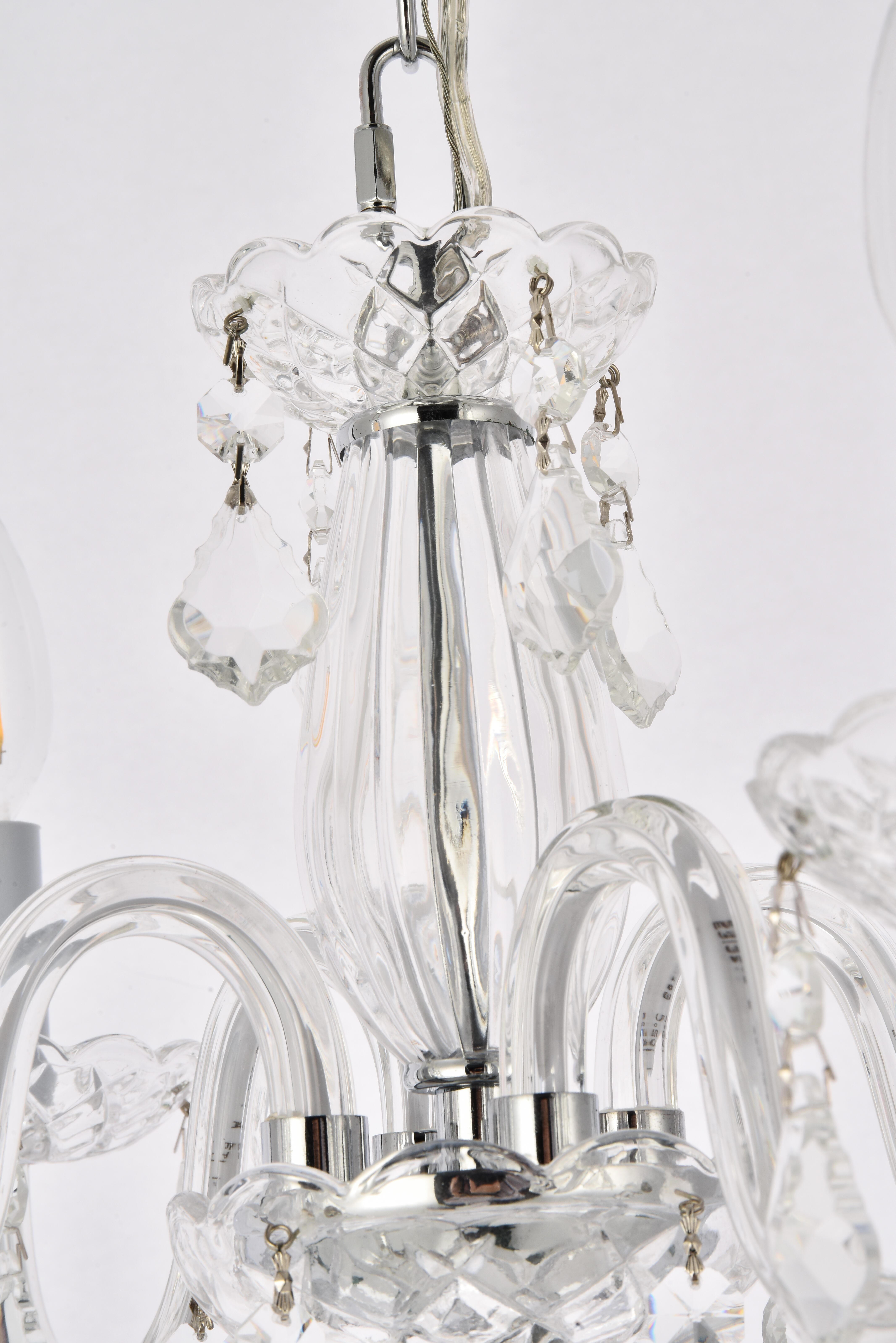 Rococo 4 Light Chrome Pendant Clear Royal Cut Crystal, Chrome, large