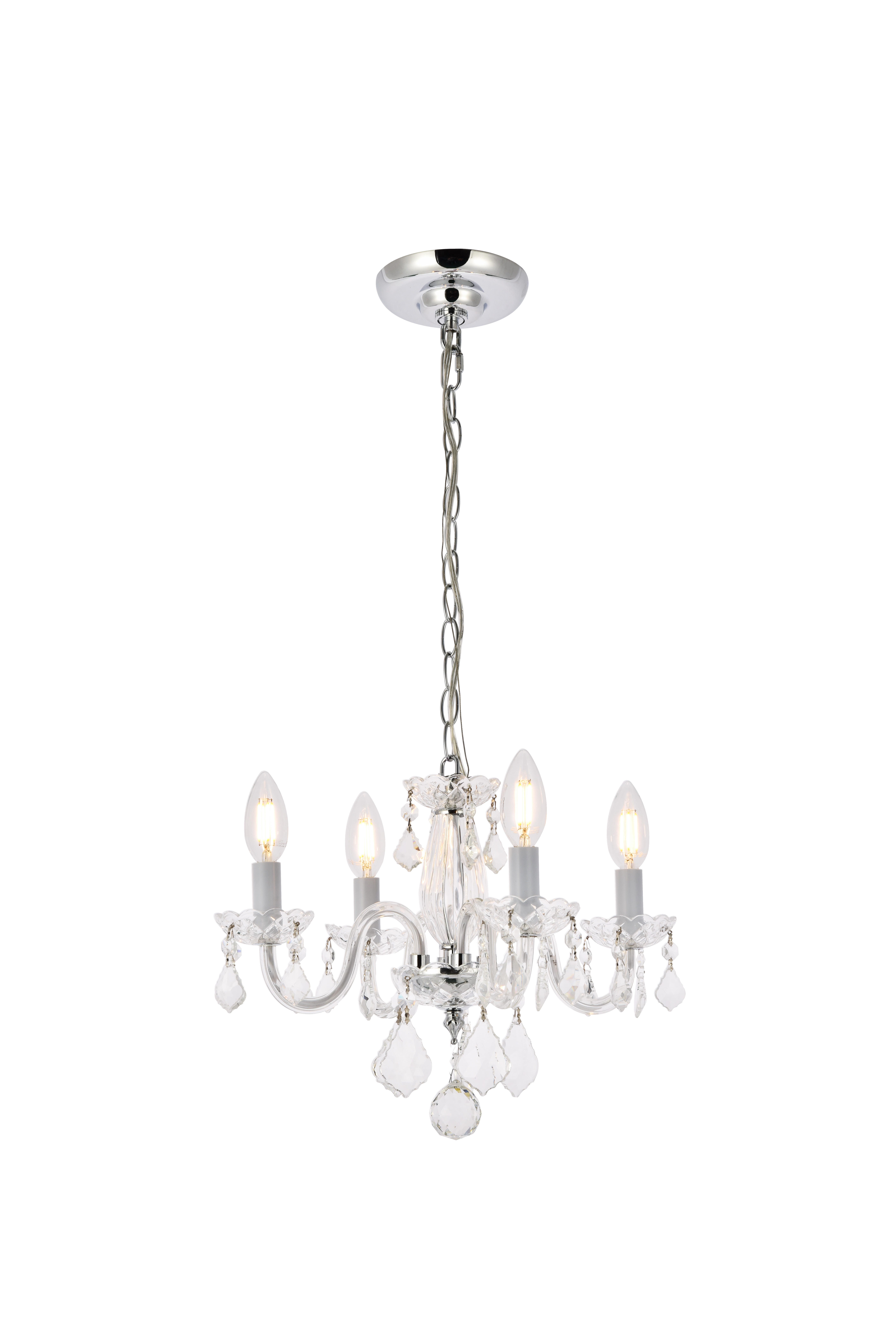 Rococo 4 Light Chrome Pendant Clear Royal Cut Crystal, Chrome, large