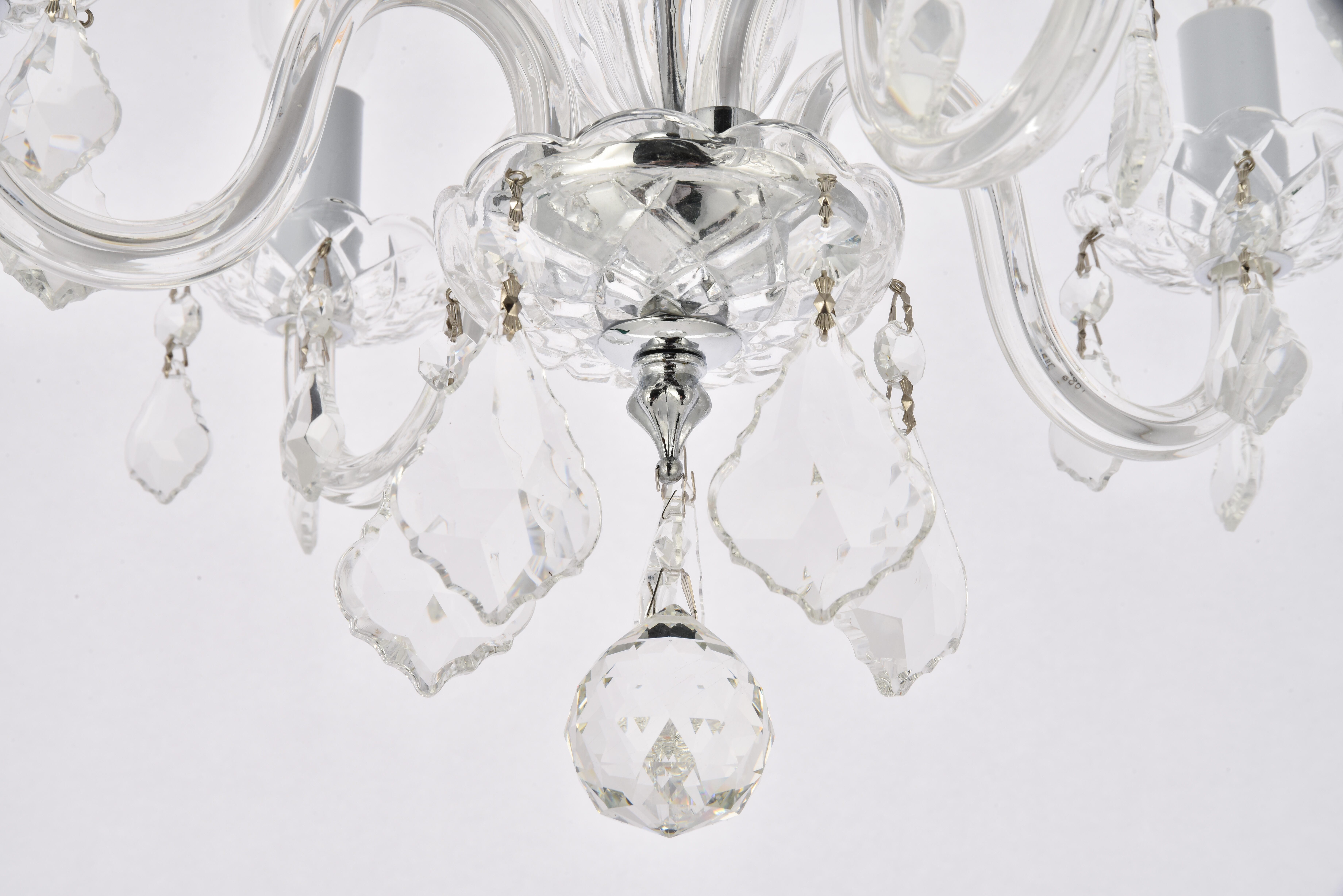 Rococo 4 Light Chrome Pendant Clear Royal Cut Crystal, Chrome, large