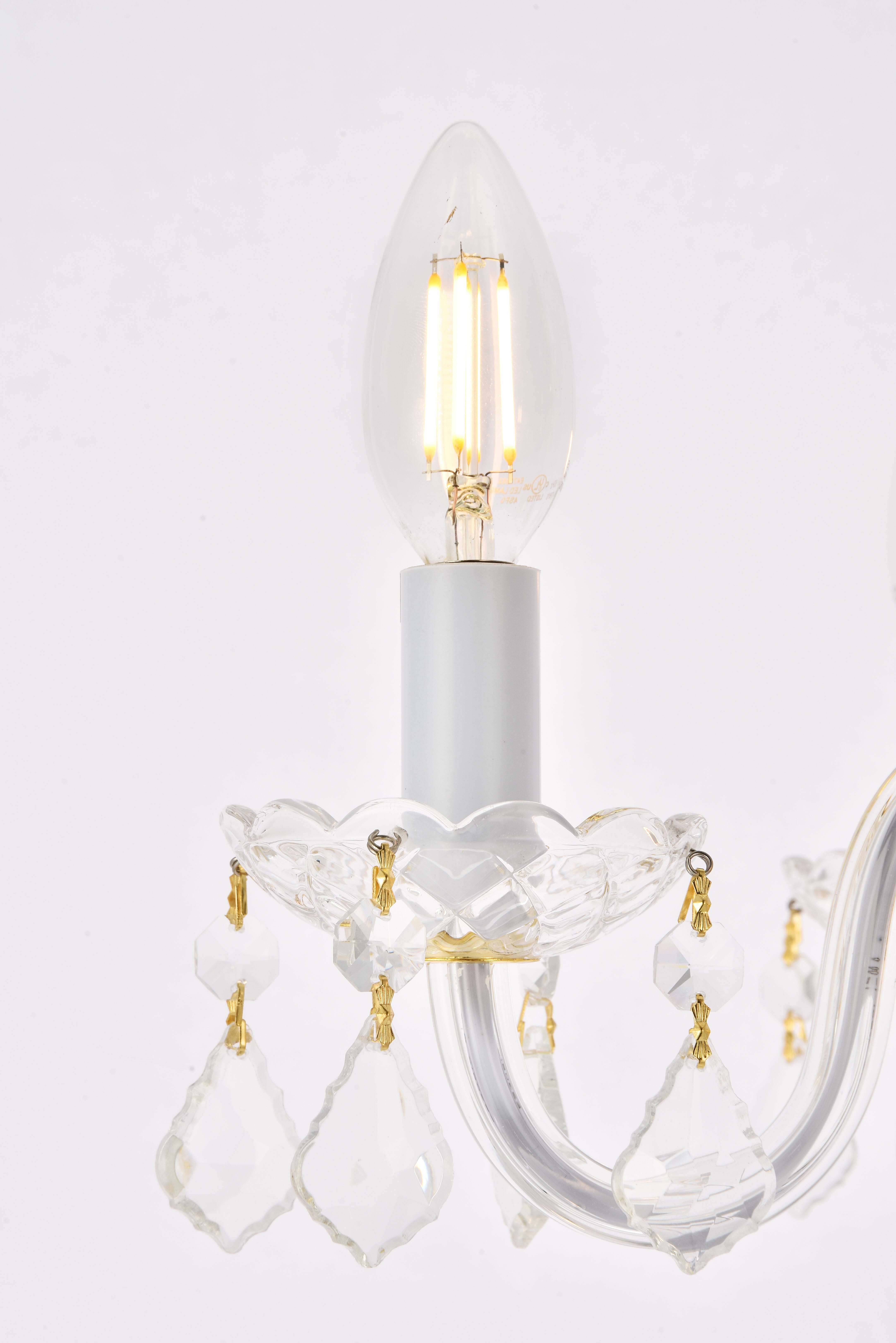 Rococo 4 Light Gold Pendant Clear Royal Cut Crystal, Gold, large