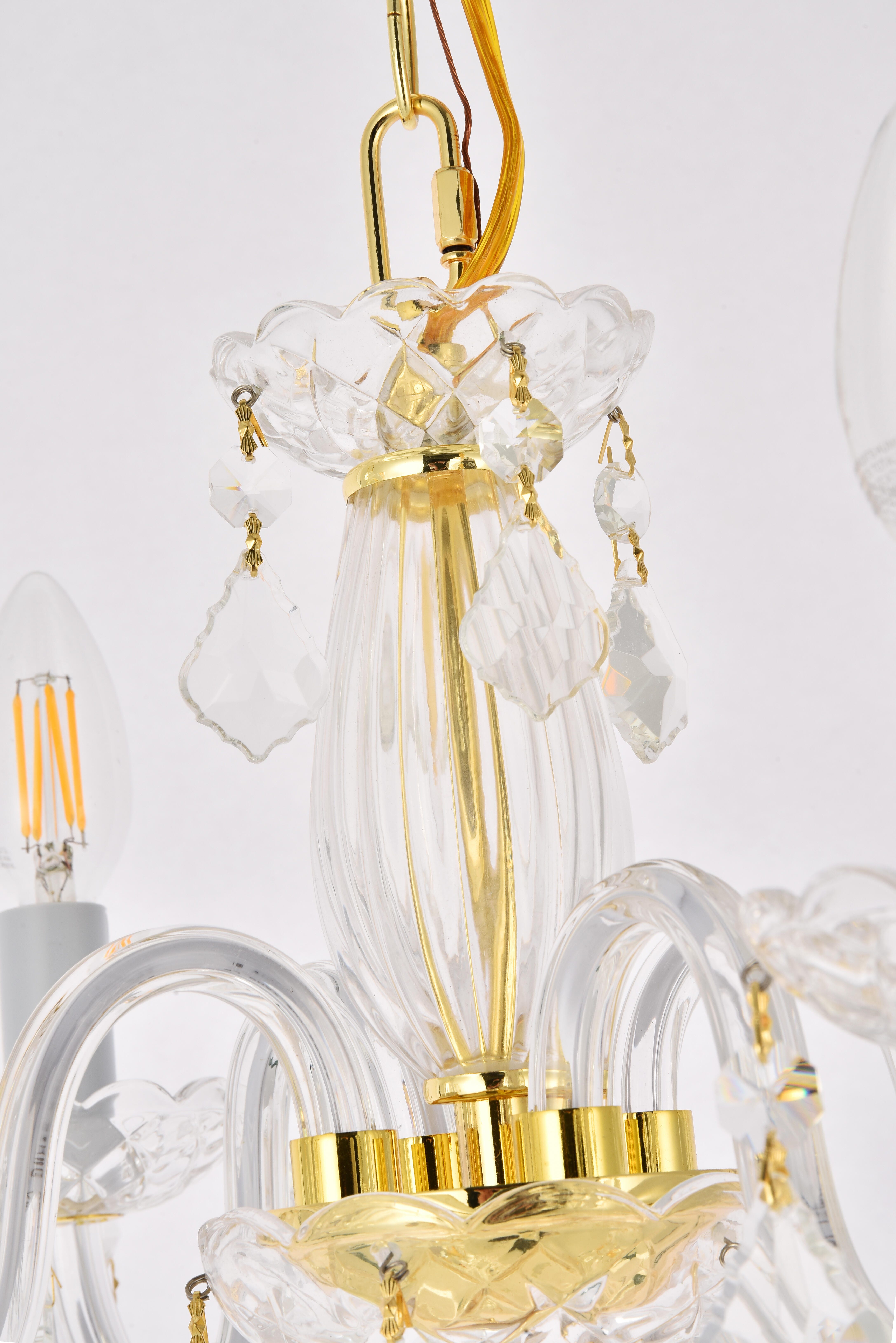 Rococo 4 Light Gold Pendant Clear Royal Cut Crystal, Gold, large