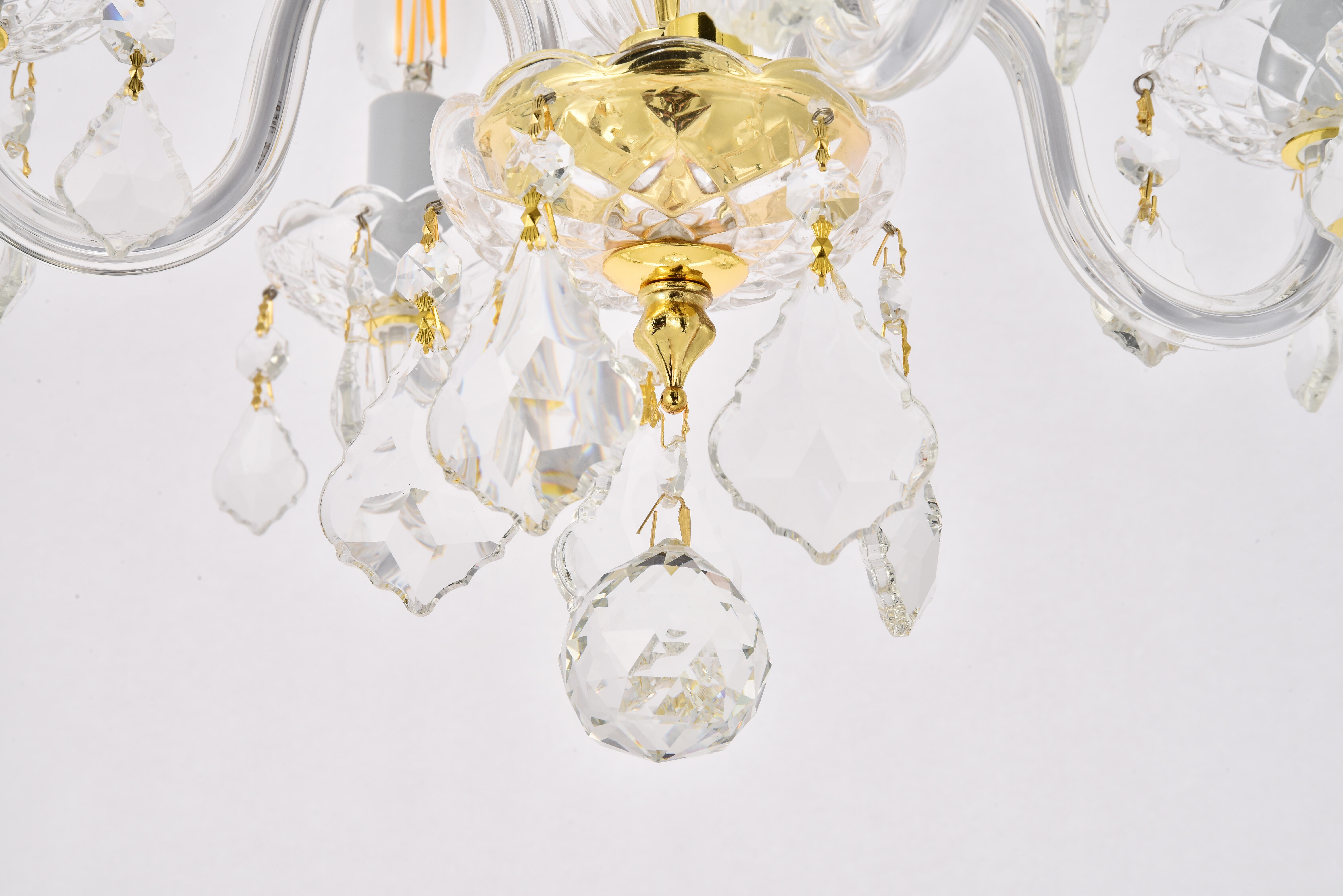 Rococo 4 Light Gold Pendant Clear Royal Cut Crystal, Gold, large