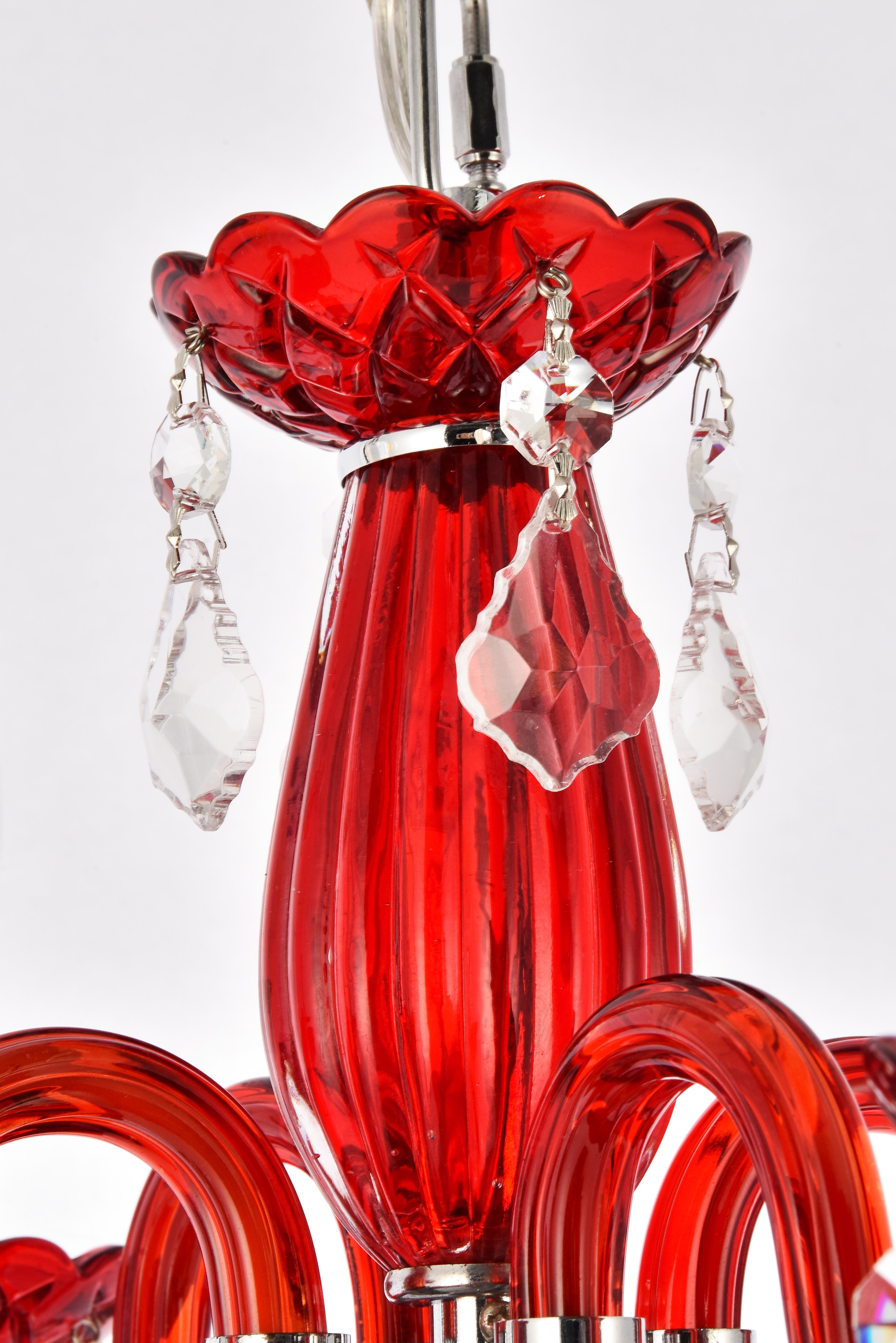 Rococo 4 Light Red Pendant Bordeaux (Red) Royal Cut Crystal, , large