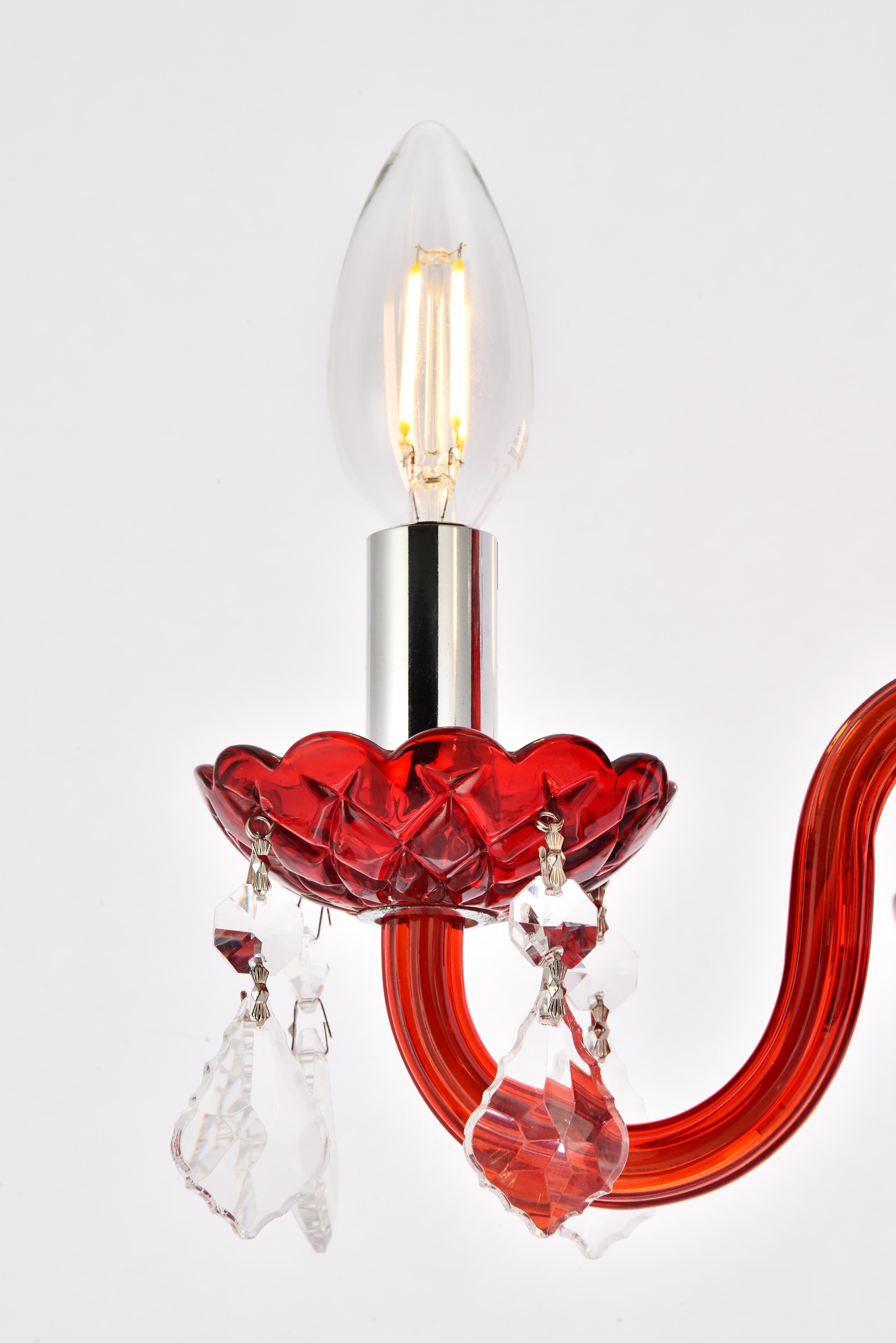 Rococo 4 Light Red Pendant Bordeaux (Red) Royal Cut Crystal, , large