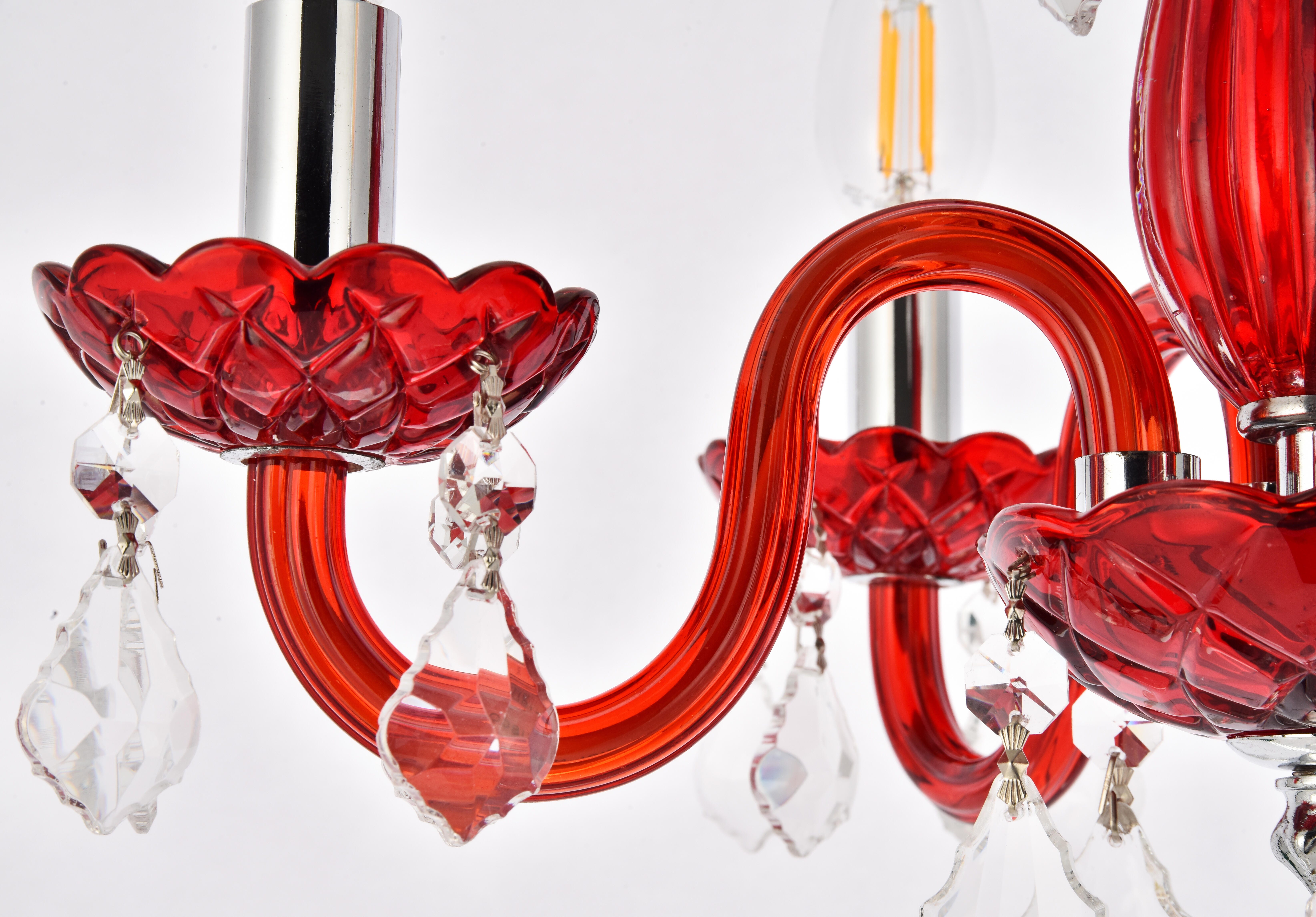 Rococo 4 Light Red Pendant Bordeaux (Red) Royal Cut Crystal, , large