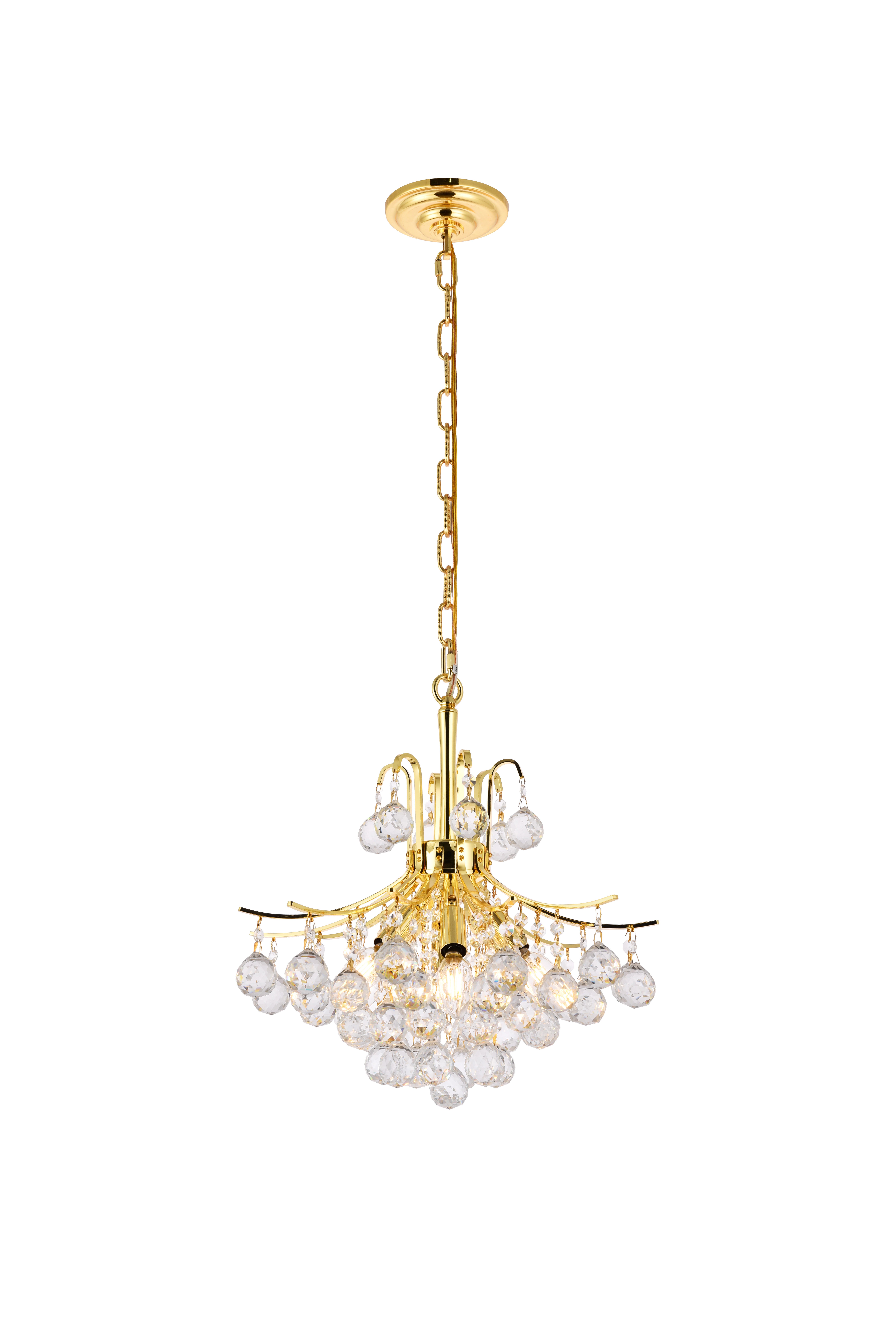 Toureg 6 Light Gold Pendant Clear Royal Cut Crystal, Gold, large