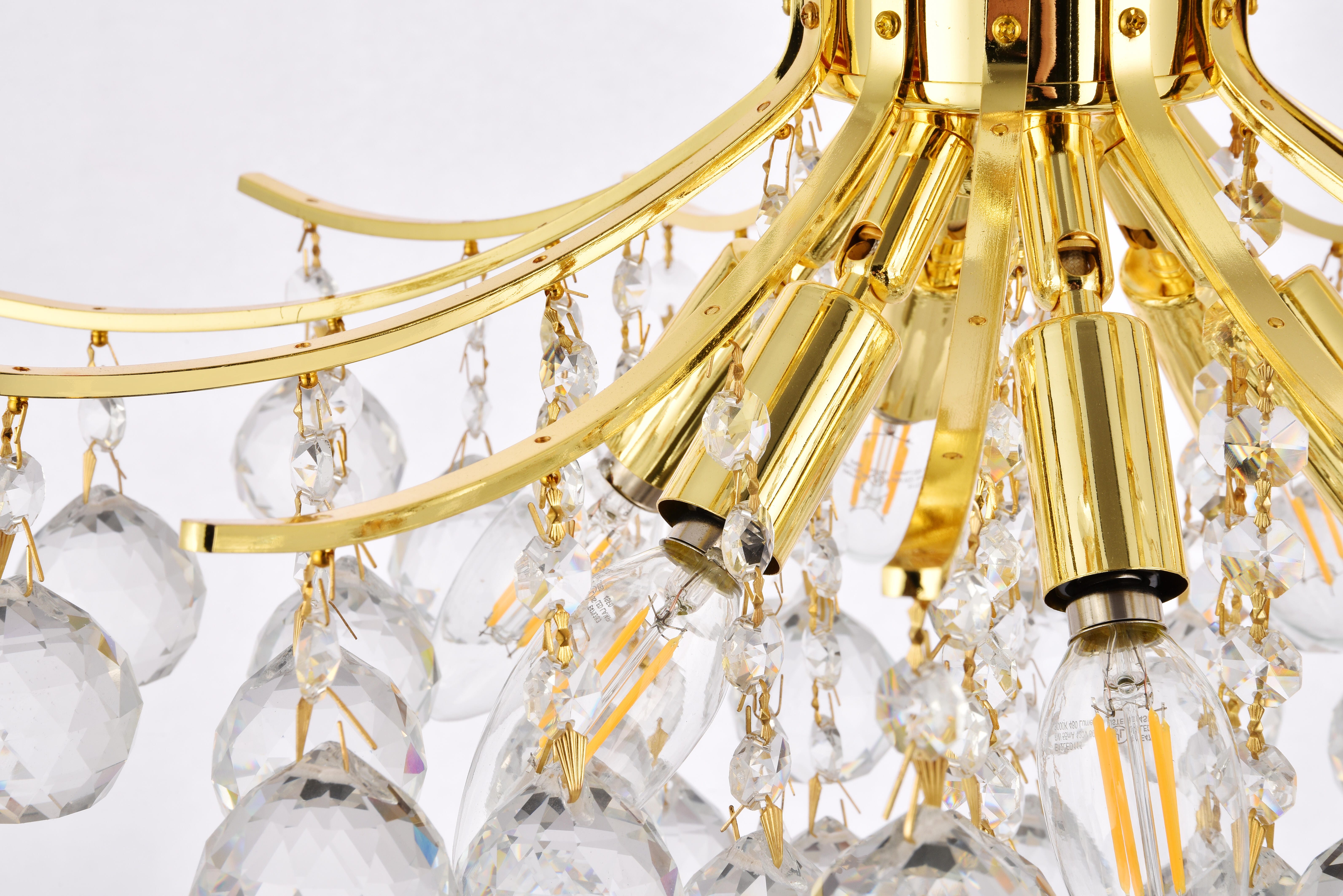 Toureg 6 Light Gold Pendant Clear Royal Cut Crystal, Gold, large