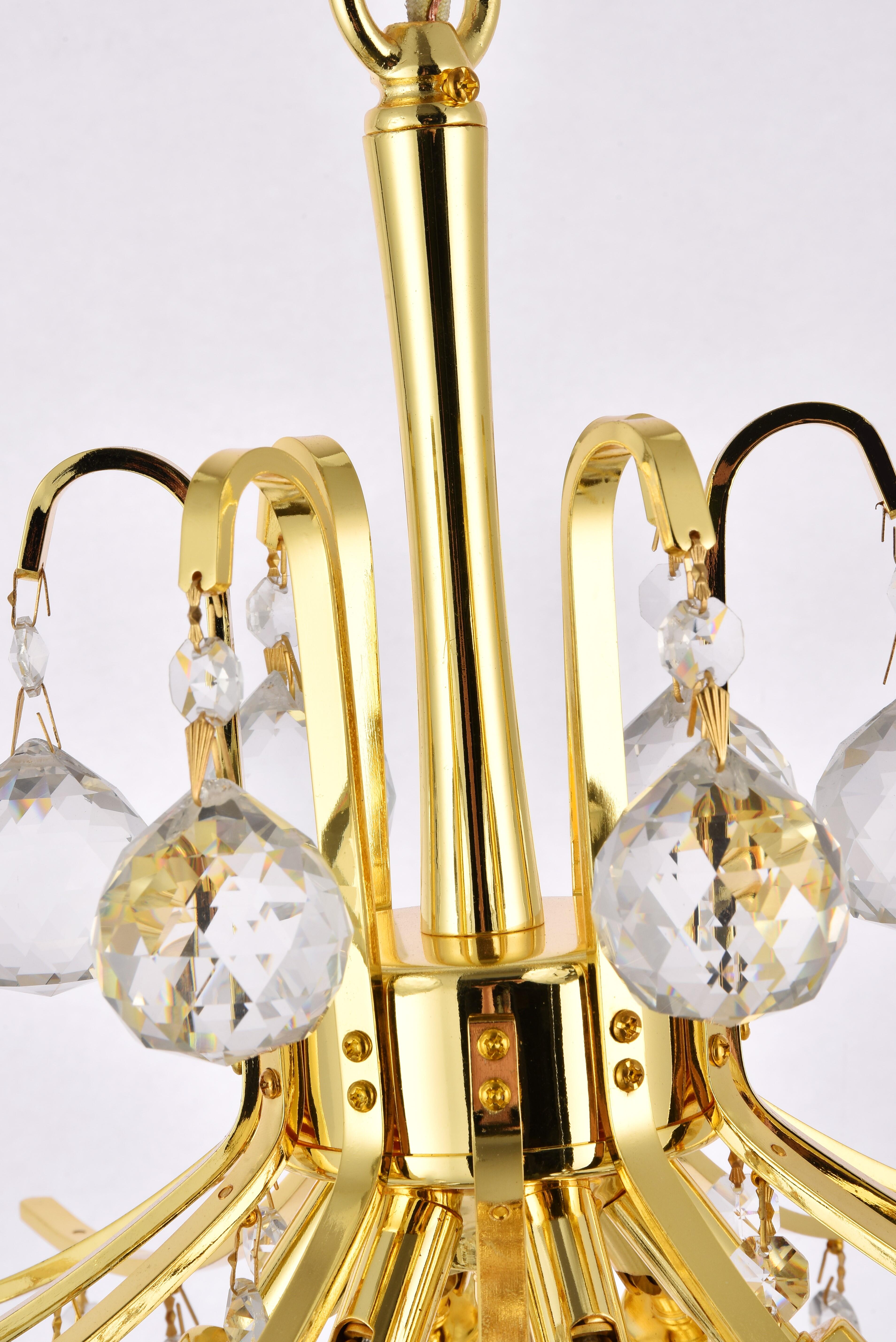Toureg 6 Light Gold Pendant Clear Royal Cut Crystal, Gold, large