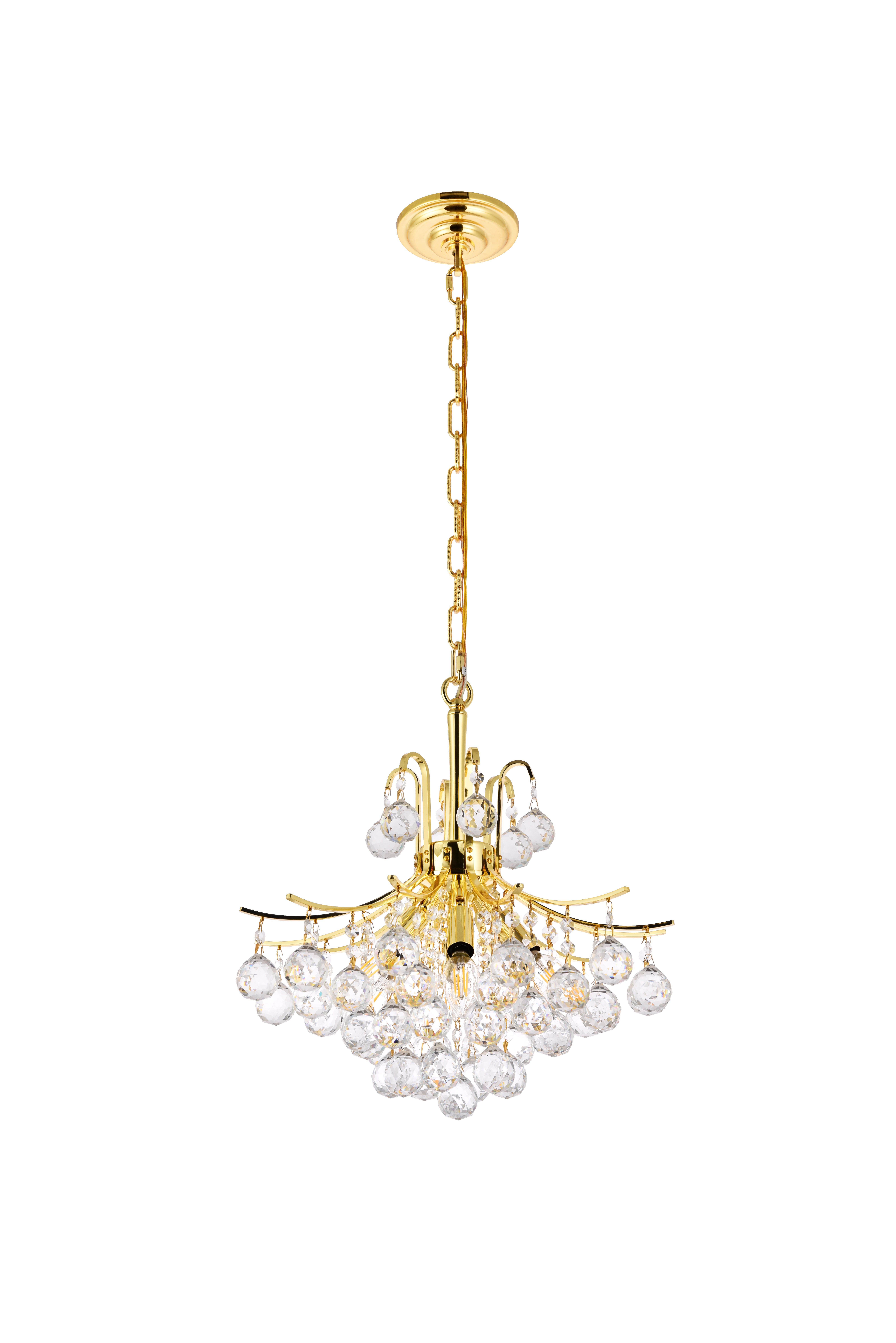 Toureg 6 Light Gold Pendant Clear Royal Cut Crystal, Gold, large