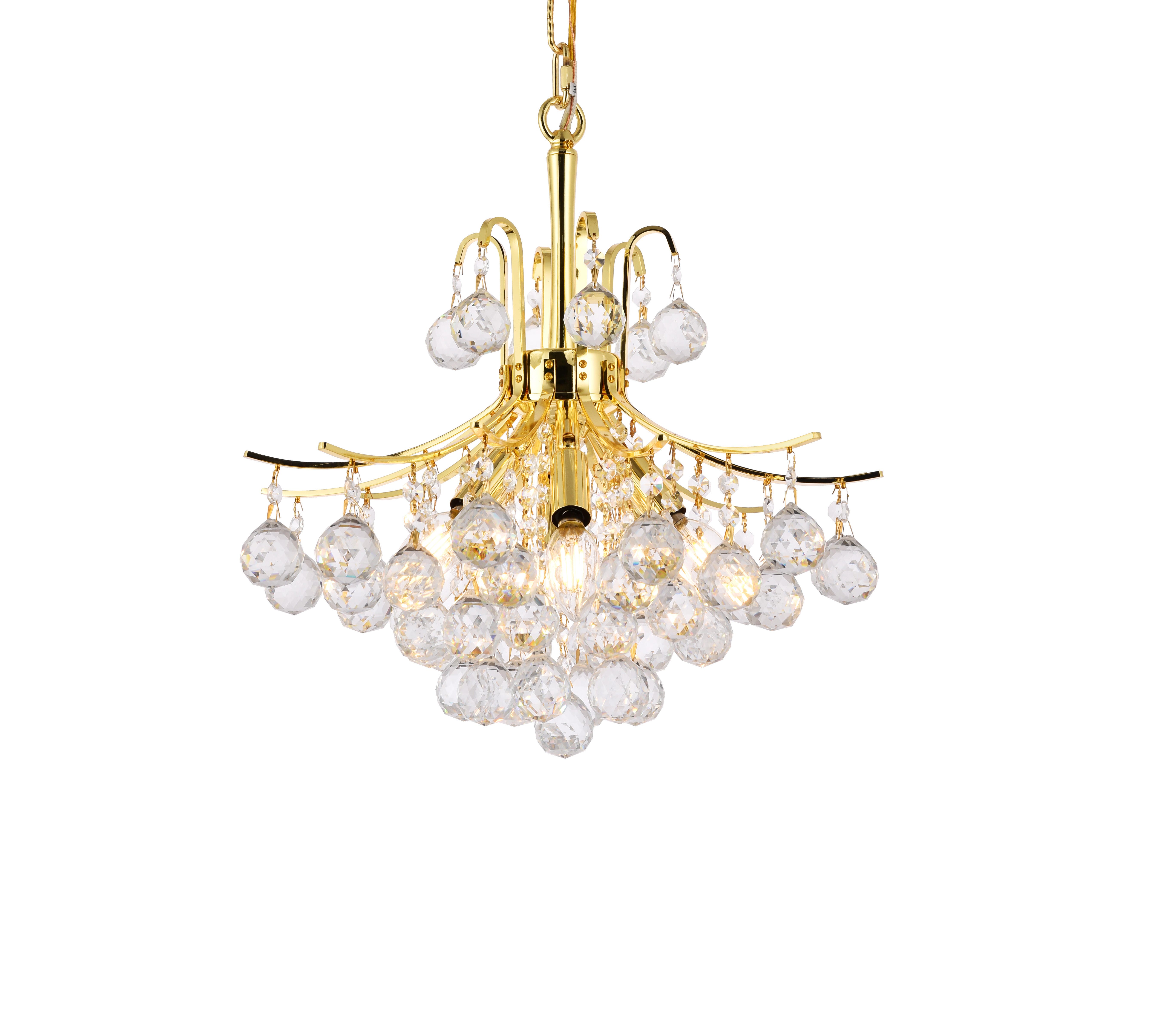 Toureg 6 Light Gold Pendant Clear Royal Cut Crystal, Gold, large