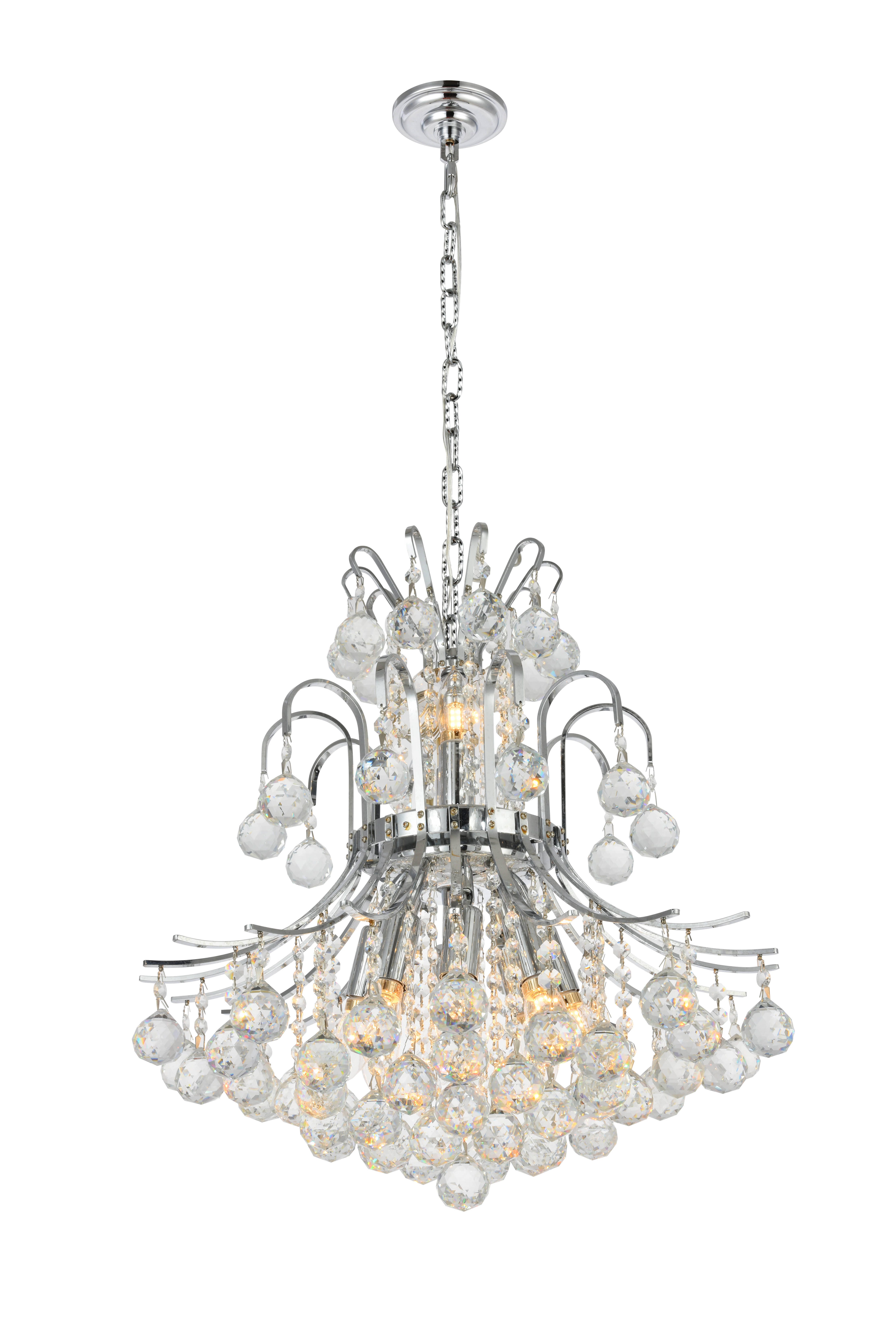 Toureg 10 Light Chrome Pendant Clear Royal Cut Crystal, Chrome, large