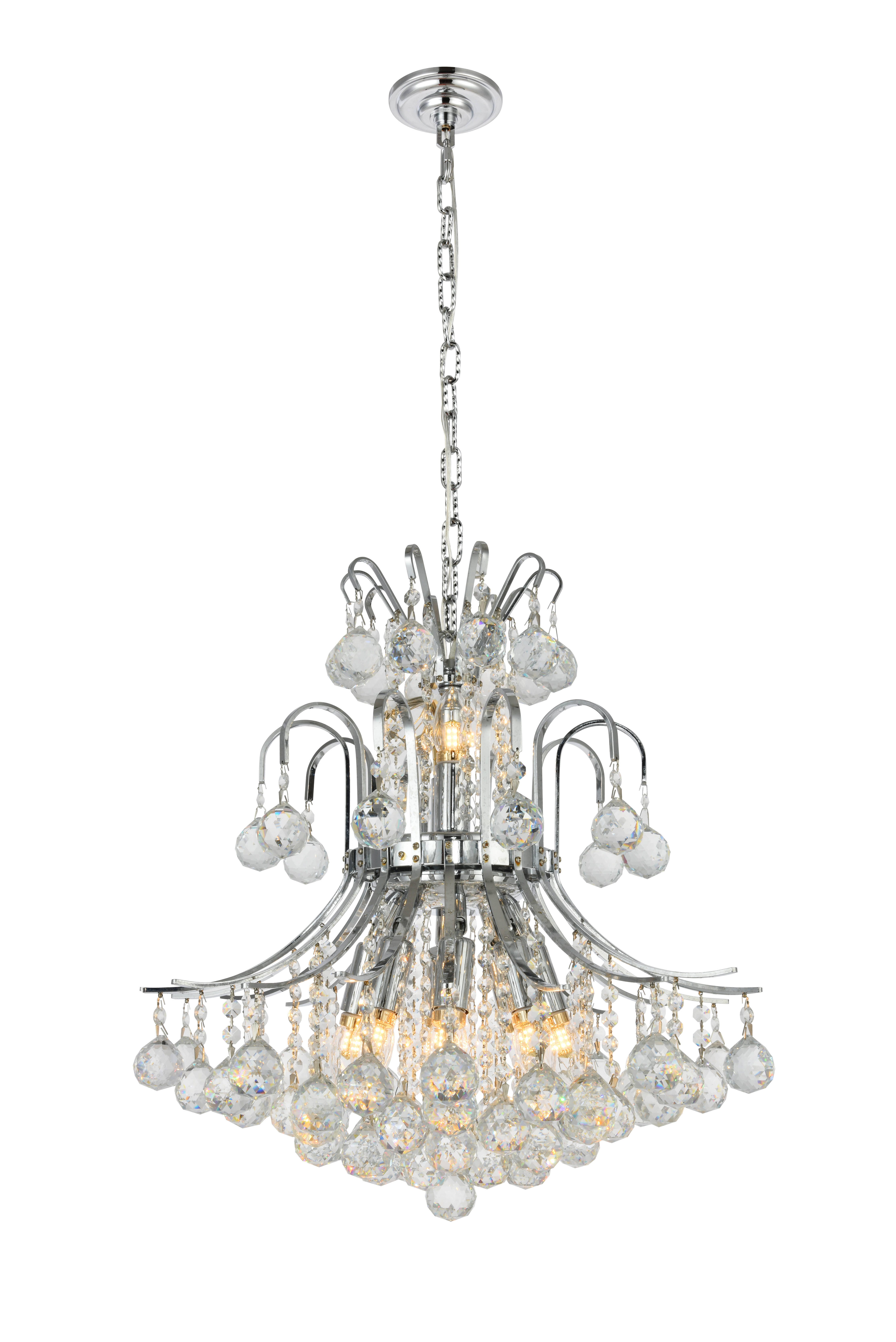 Toureg 10 Light Chrome Pendant Clear Royal Cut Crystal, Chrome, large