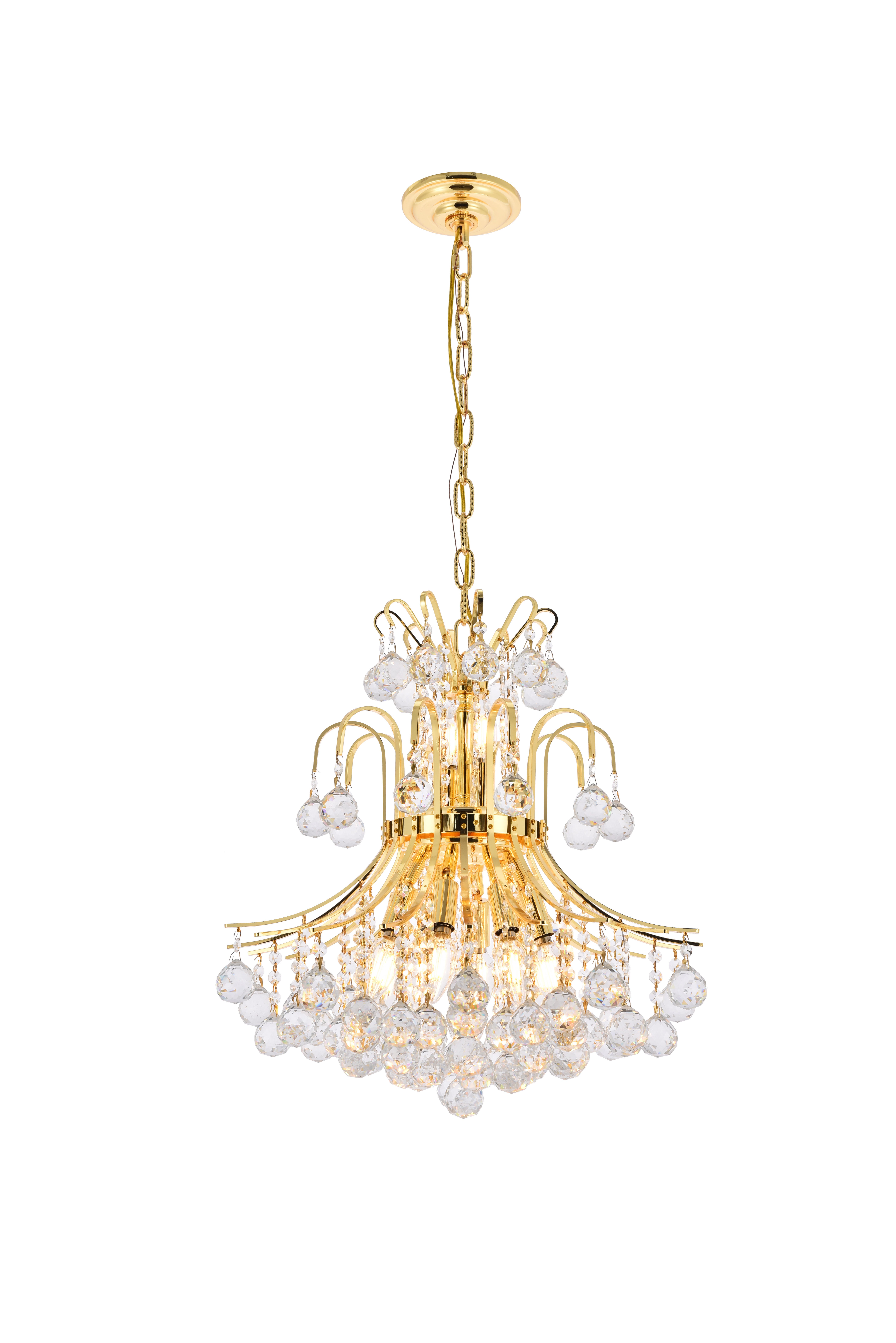 Toureg 10 Light Gold Pendant Clear Royal Cut Crystal, Gold, large