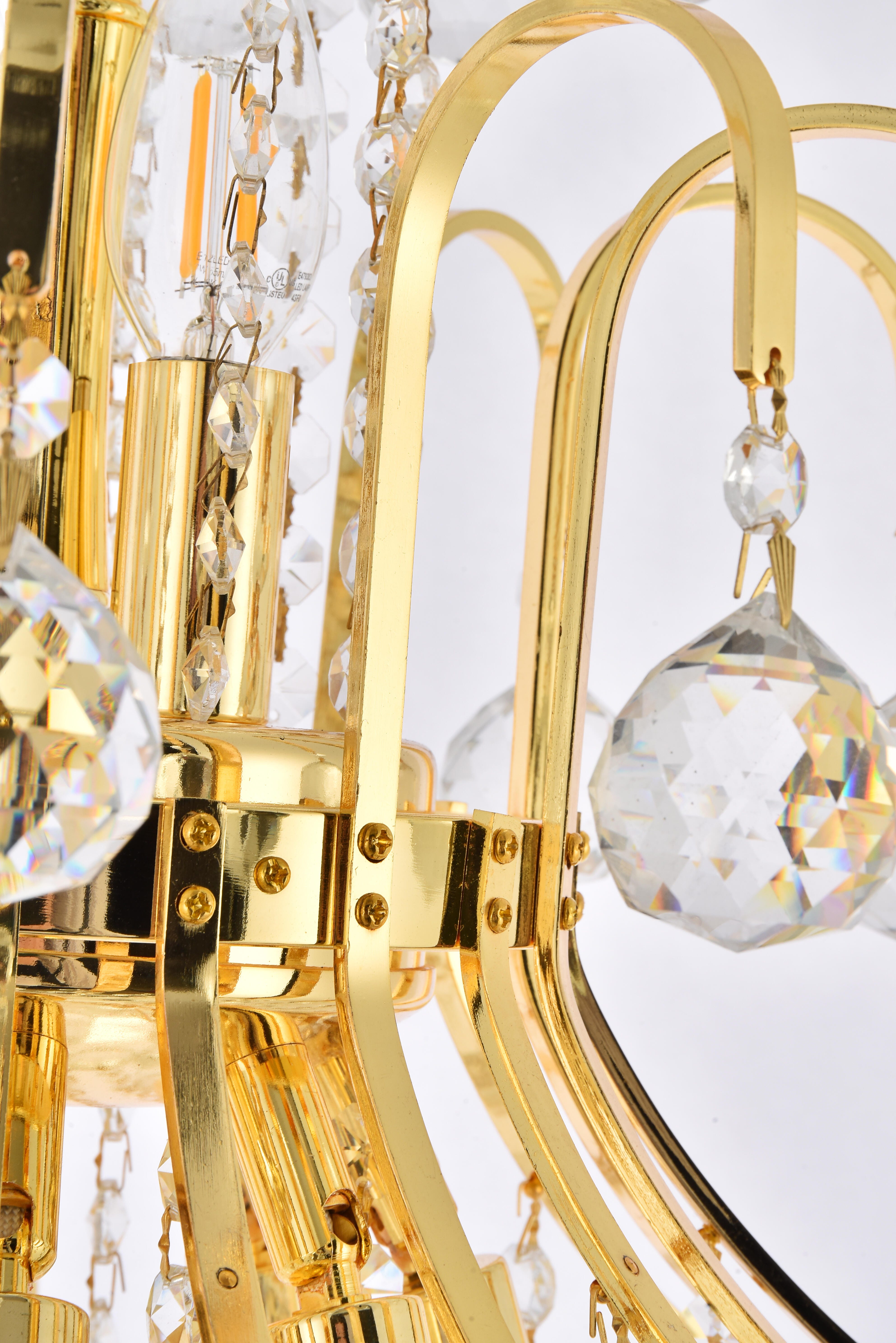 Toureg 10 Light Gold Pendant Clear Royal Cut Crystal, Gold, large
