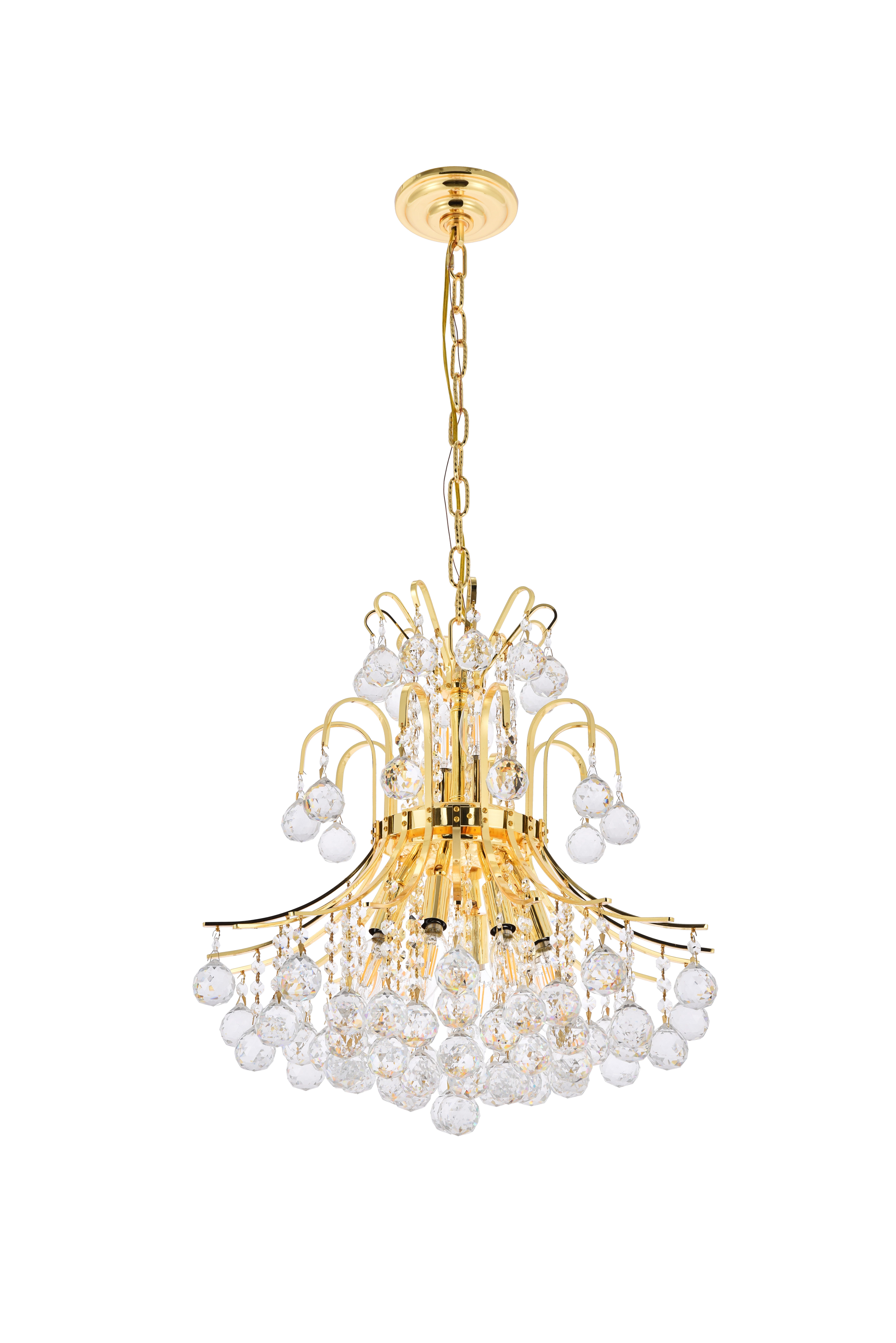Toureg 10 Light Gold Pendant Clear Royal Cut Crystal, Gold, large