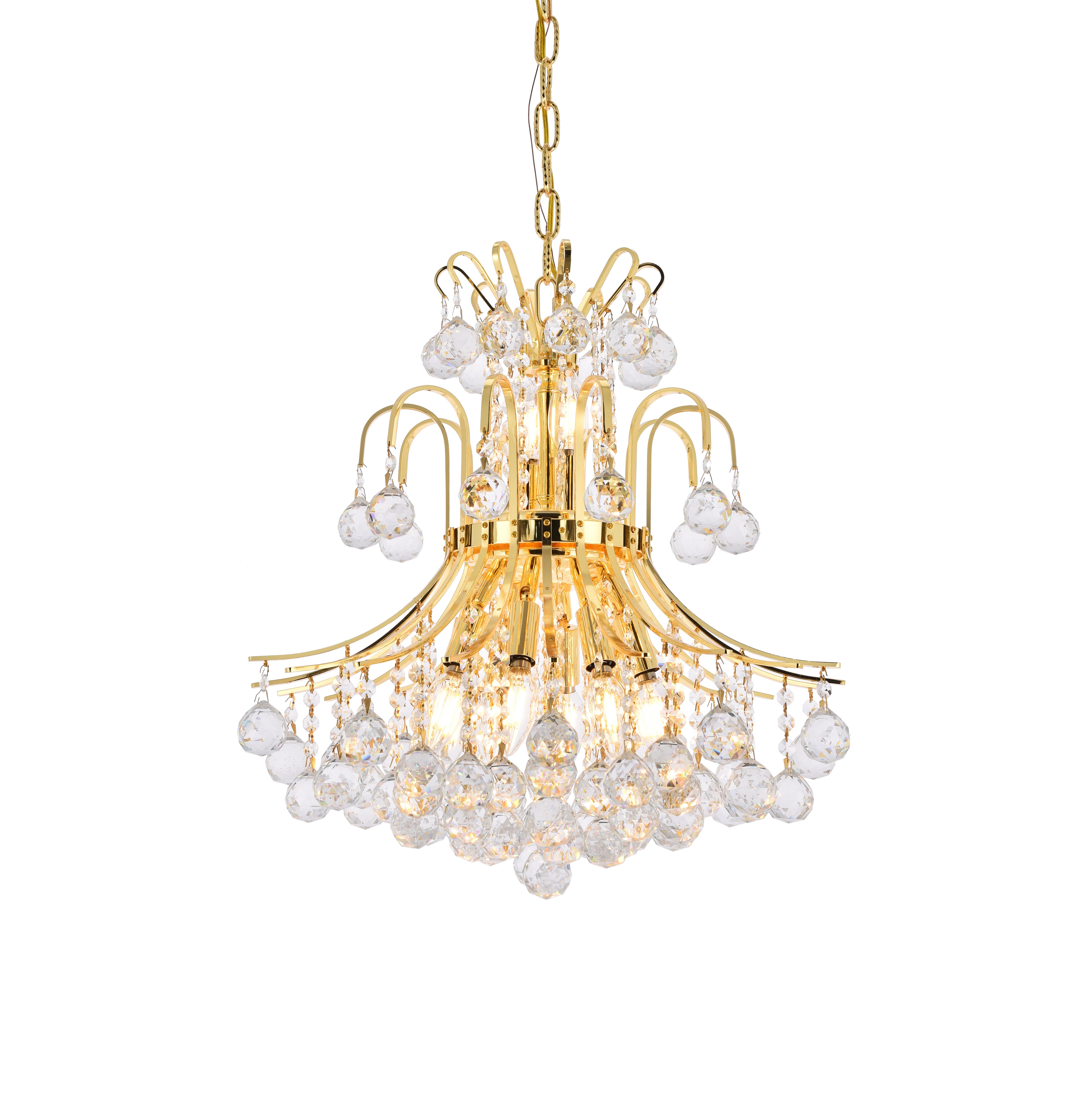 Toureg 10 Light Gold Pendant Clear Royal Cut Crystal, Gold, large