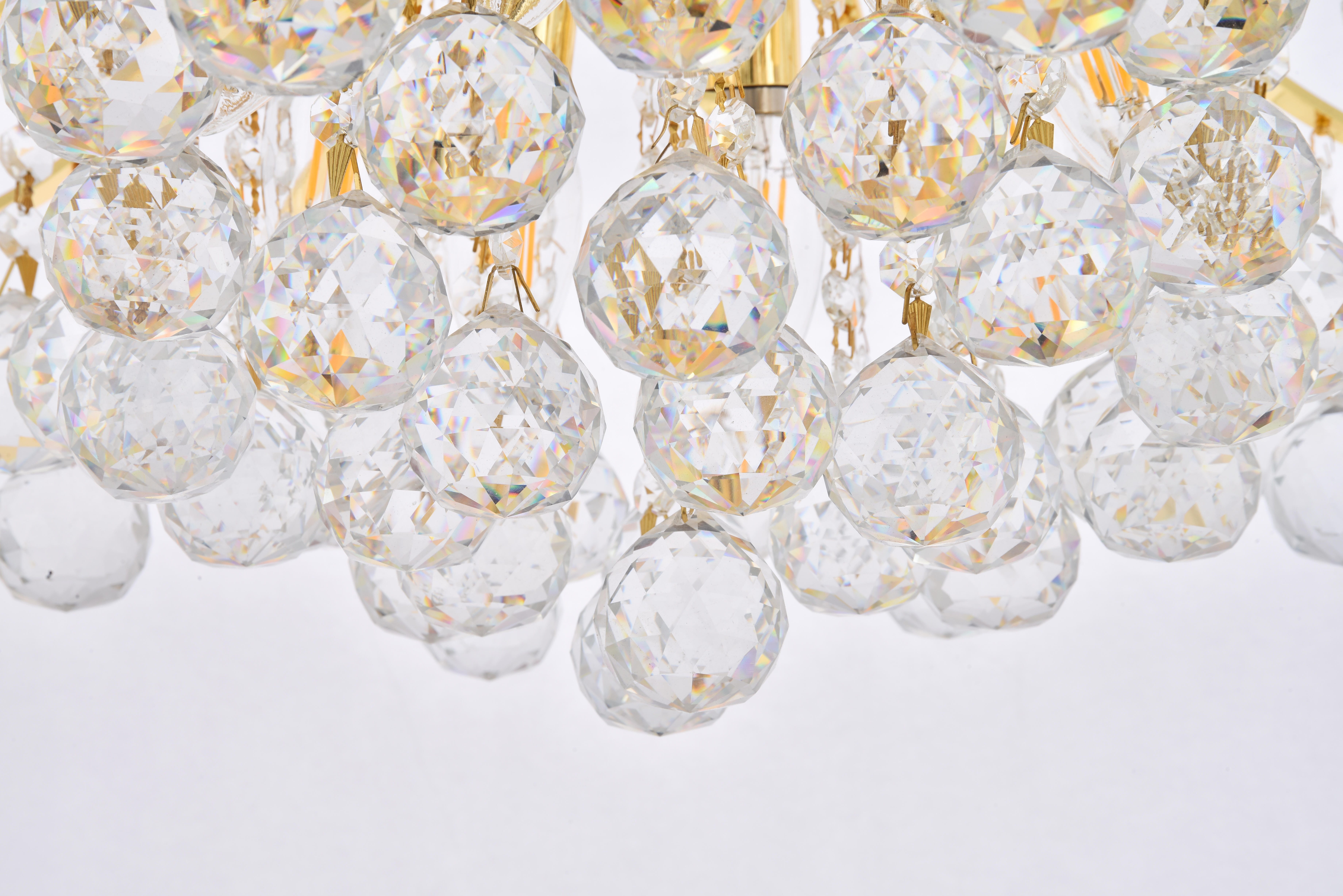 Toureg 10 Light Gold Pendant Clear Royal Cut Crystal, Gold, large