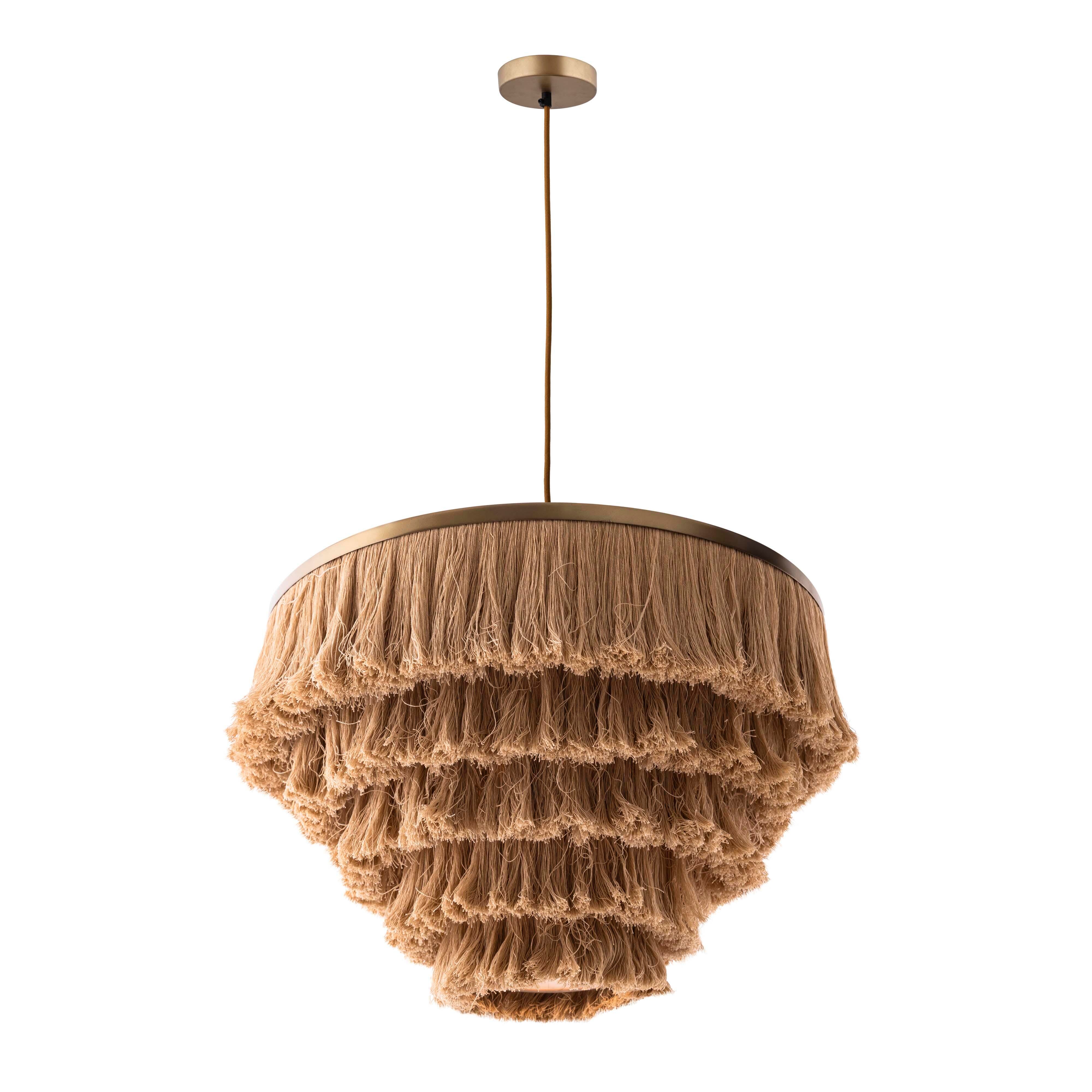 Sarai Sarai Natural Fringe Pendant, , large