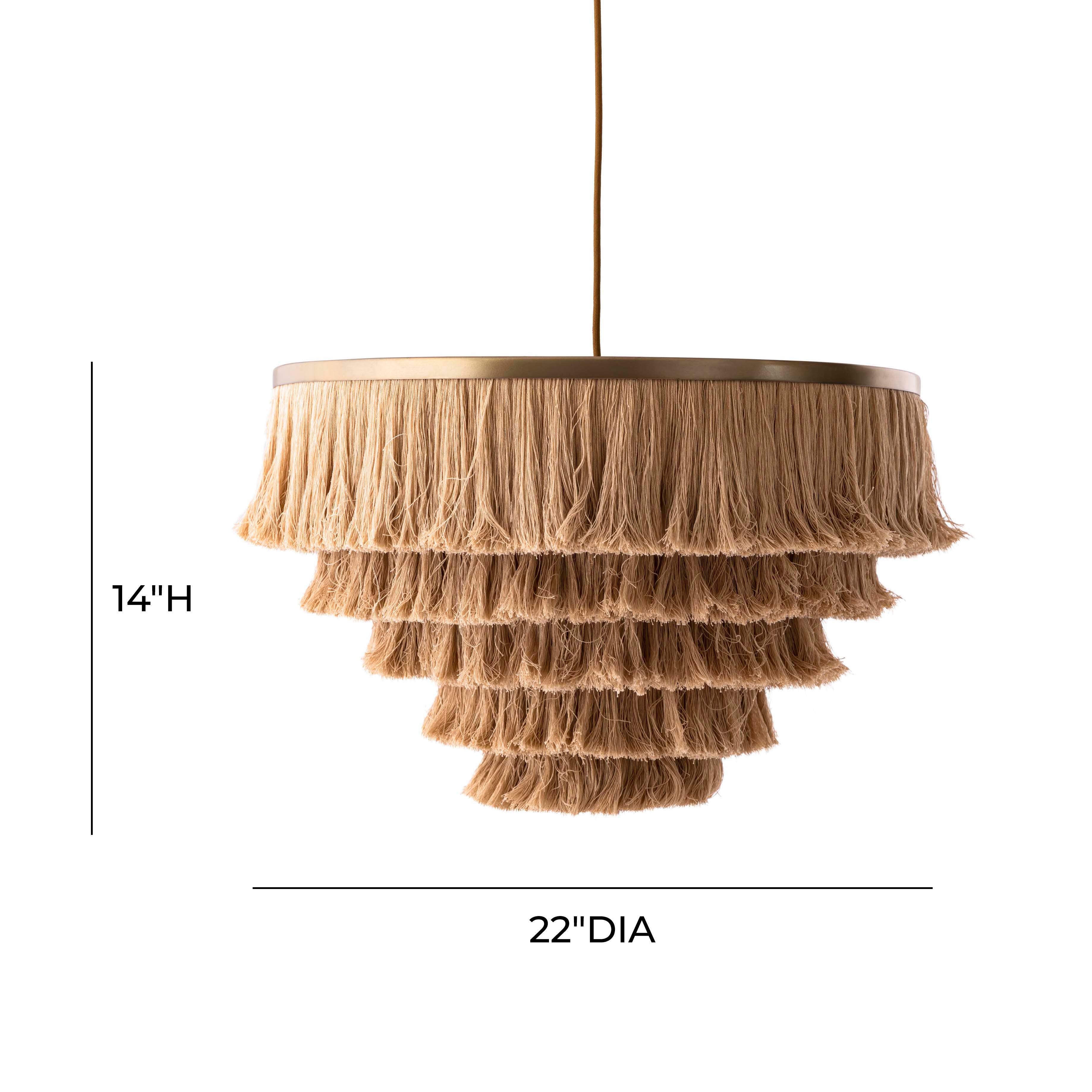 Sarai Sarai Natural Fringe Pendant, , large