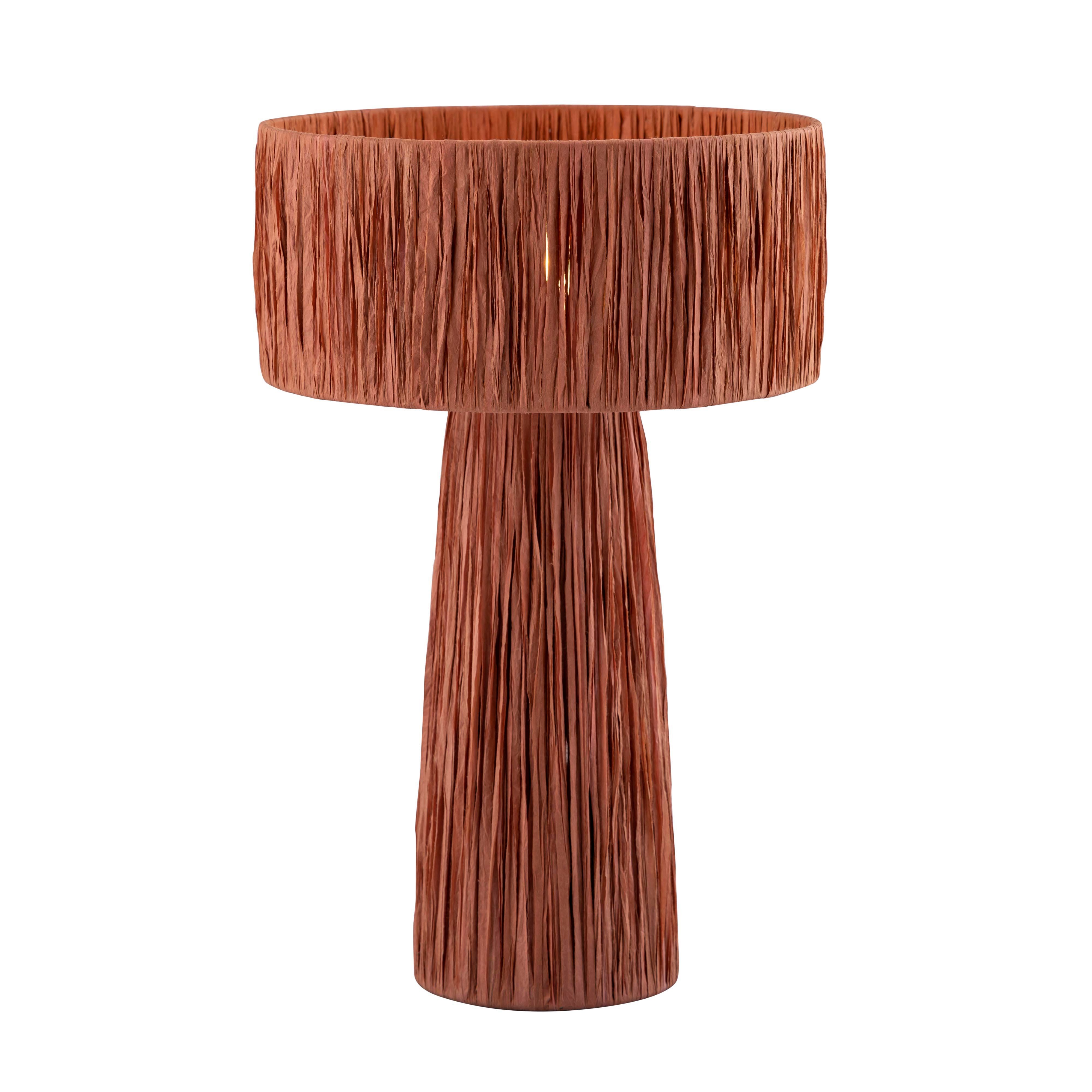 Shelby Shelby Rafia Brick Table Lamp, Red, large