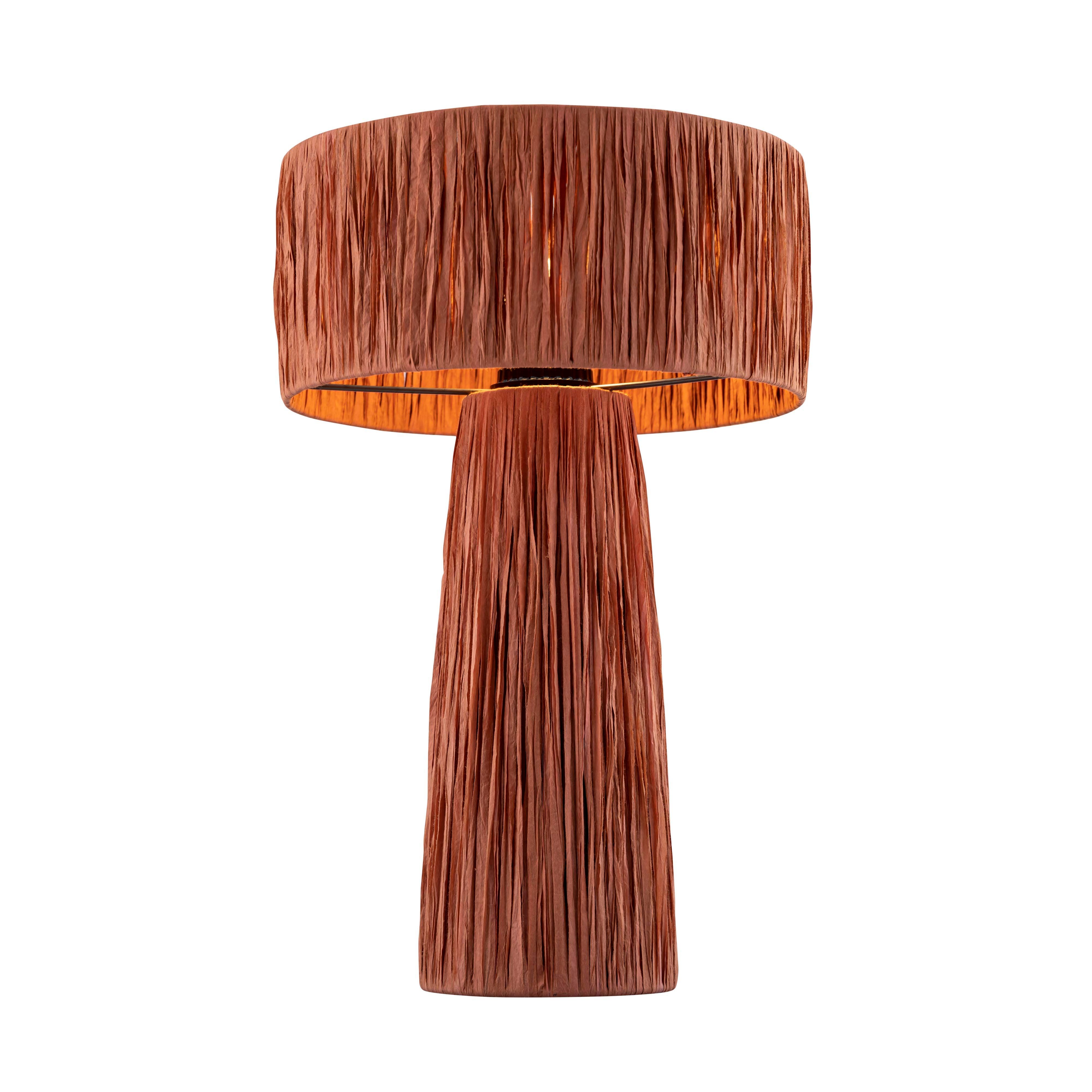 Shelby Shelby Rafia Brick Table Lamp, Red, large