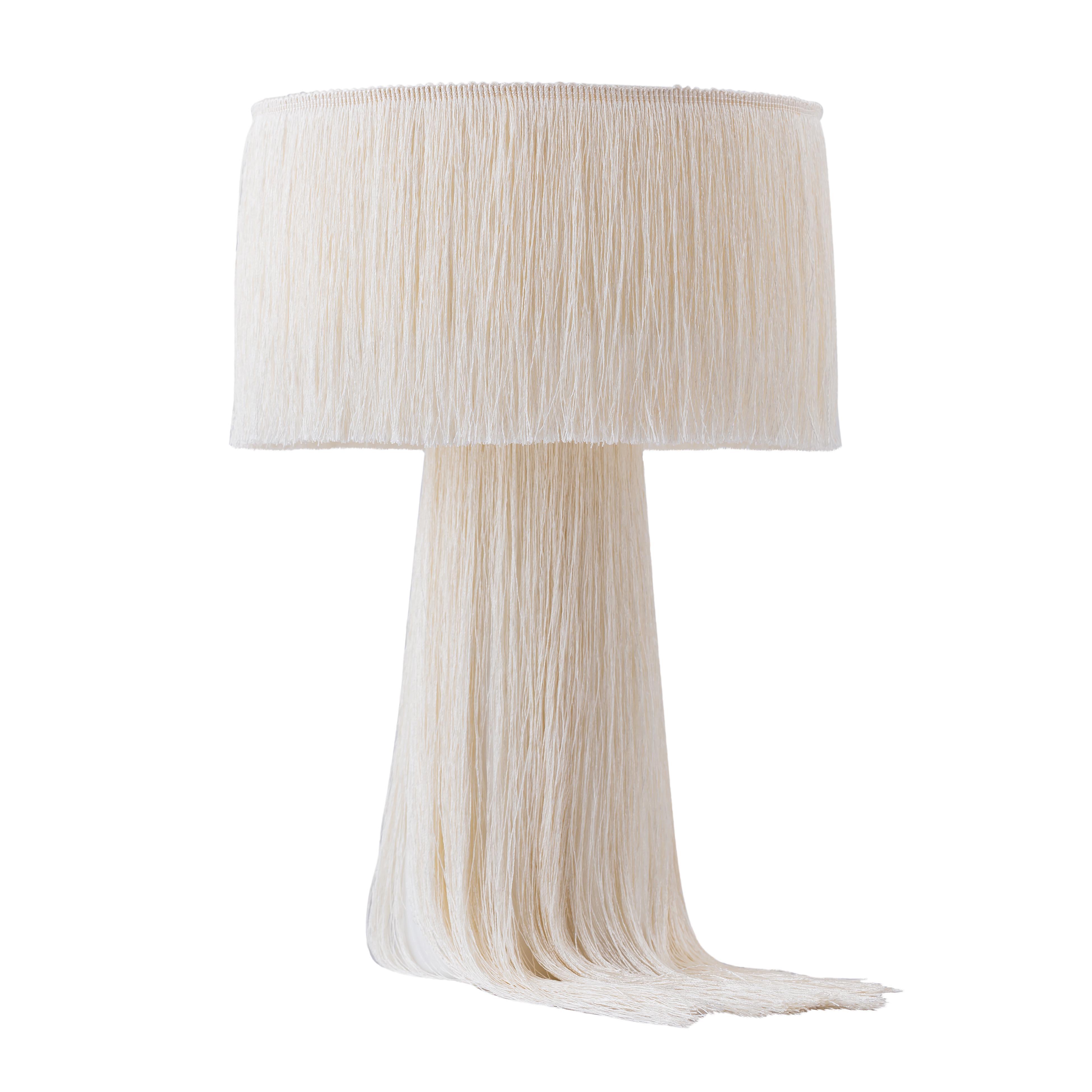 Atolla Atolla Cream Tassel Table Lamp, Cream, large