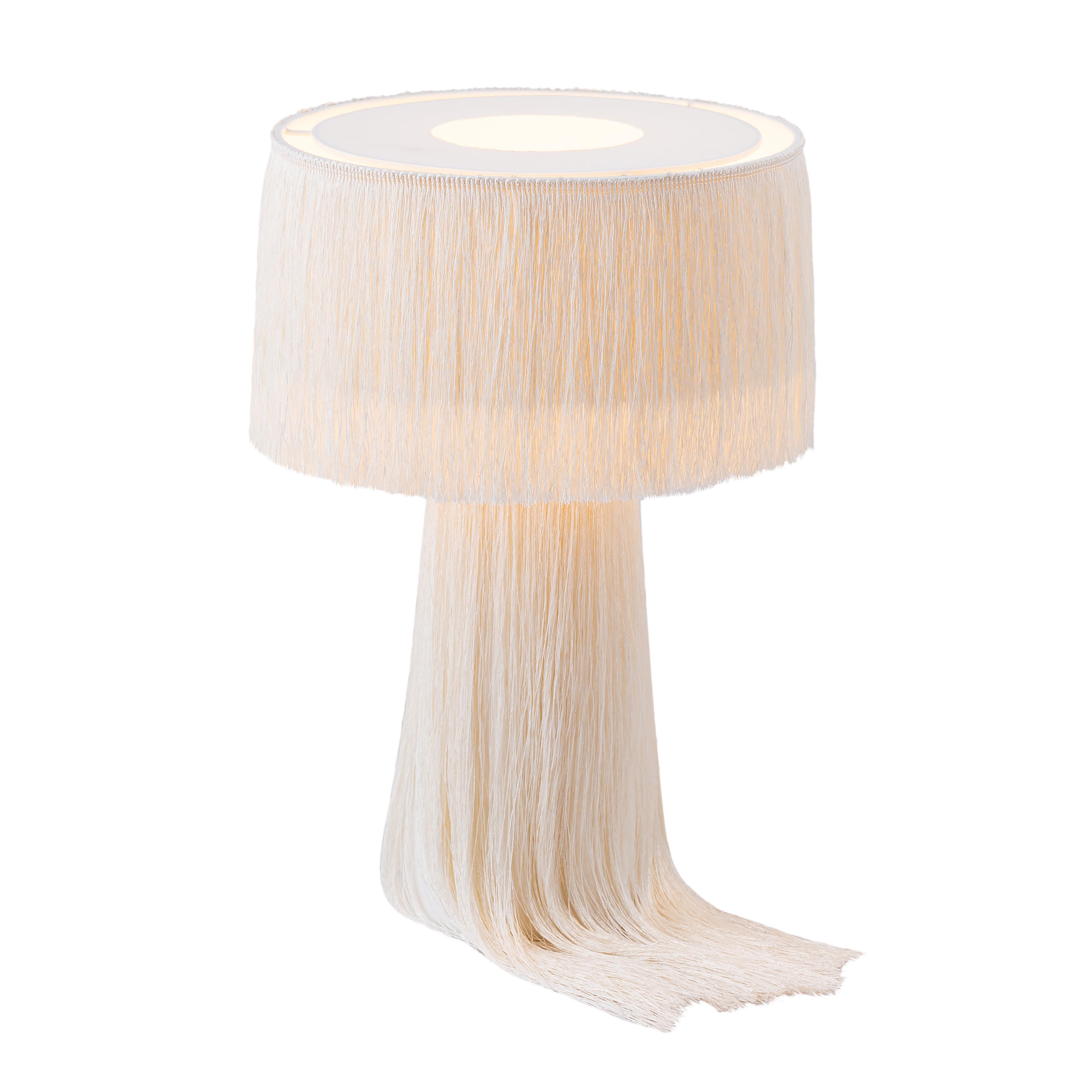 Atolla Atolla Cream Tassel Table Lamp, Cream, large