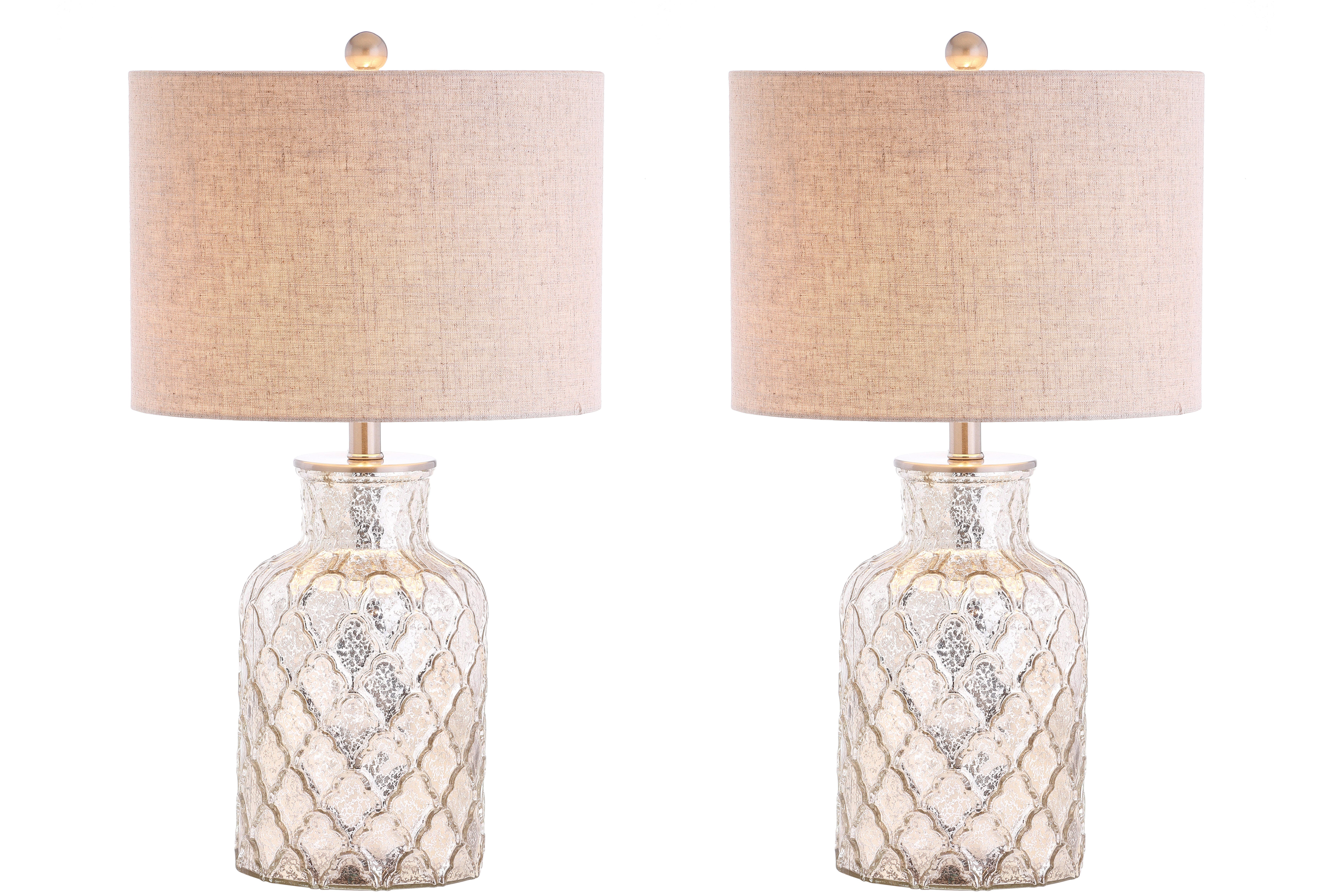 JONATHAN Y Alvord 24.5" LED Glass Table Lamp, Mercury Silver (Set of 2), , large