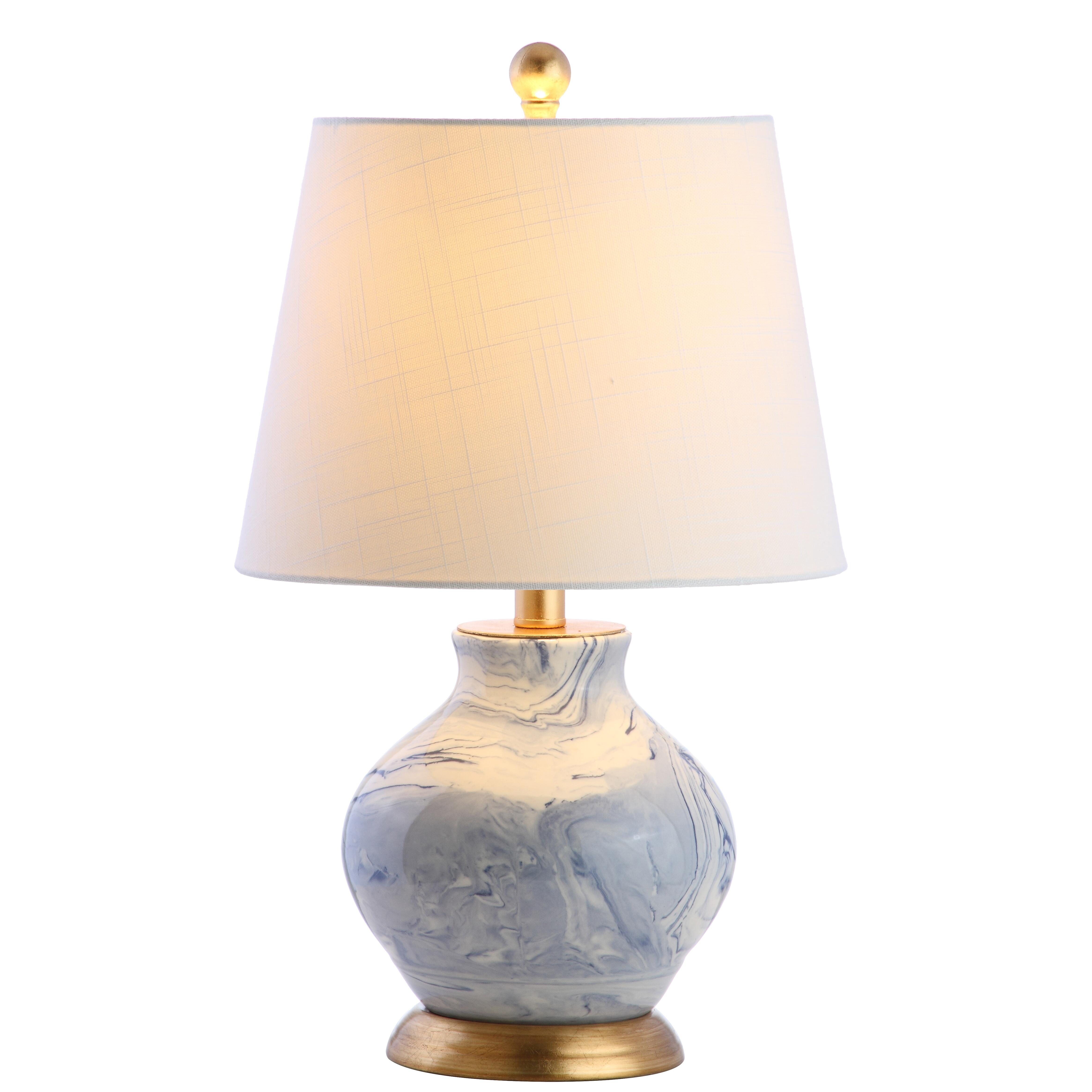 JONATHAN Y Holly 20.5" Marbleized Ceramic LED Table Lamp, Blue/White, , large