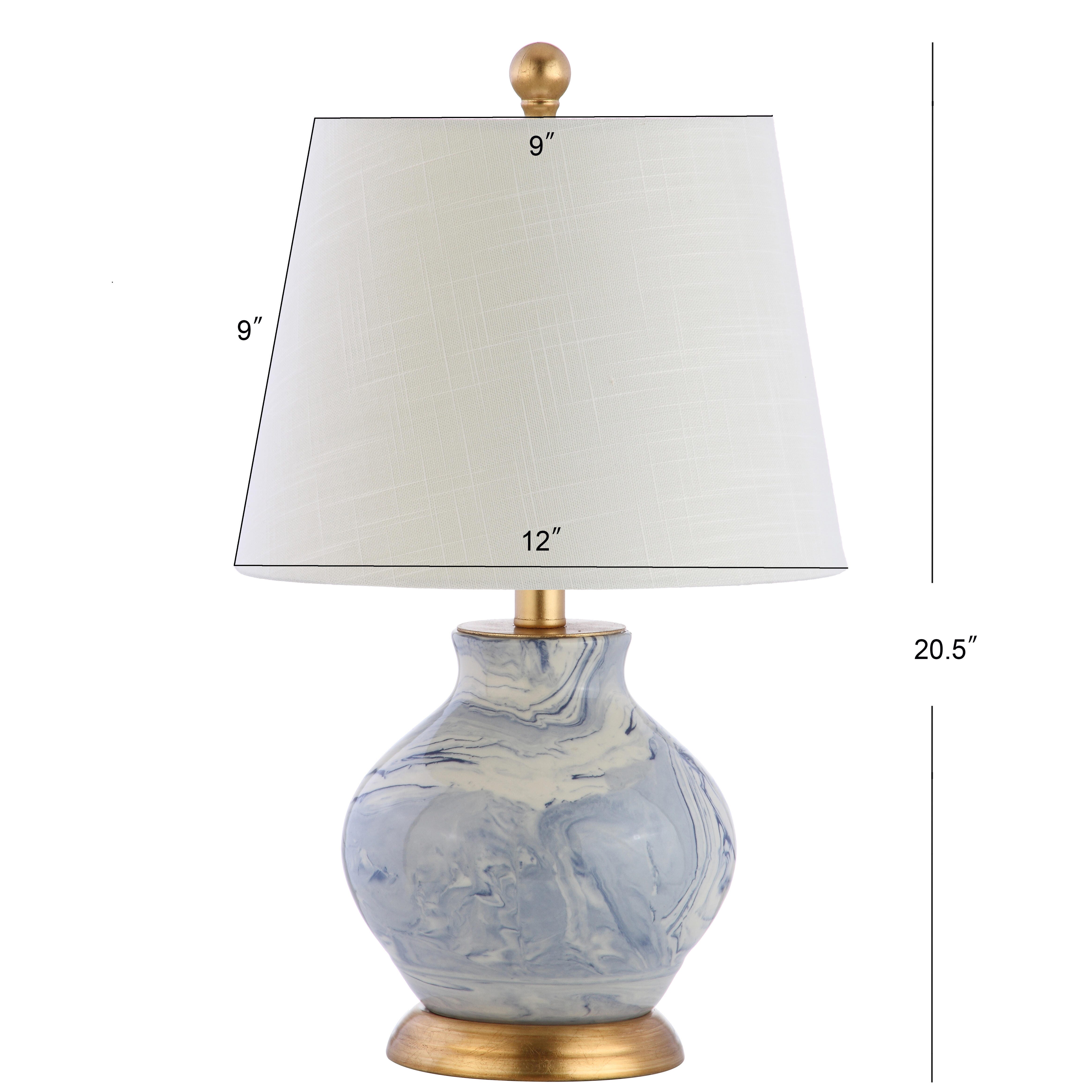 JONATHAN Y Holly 20.5" Marbleized Ceramic LED Table Lamp, Blue/White, , large
