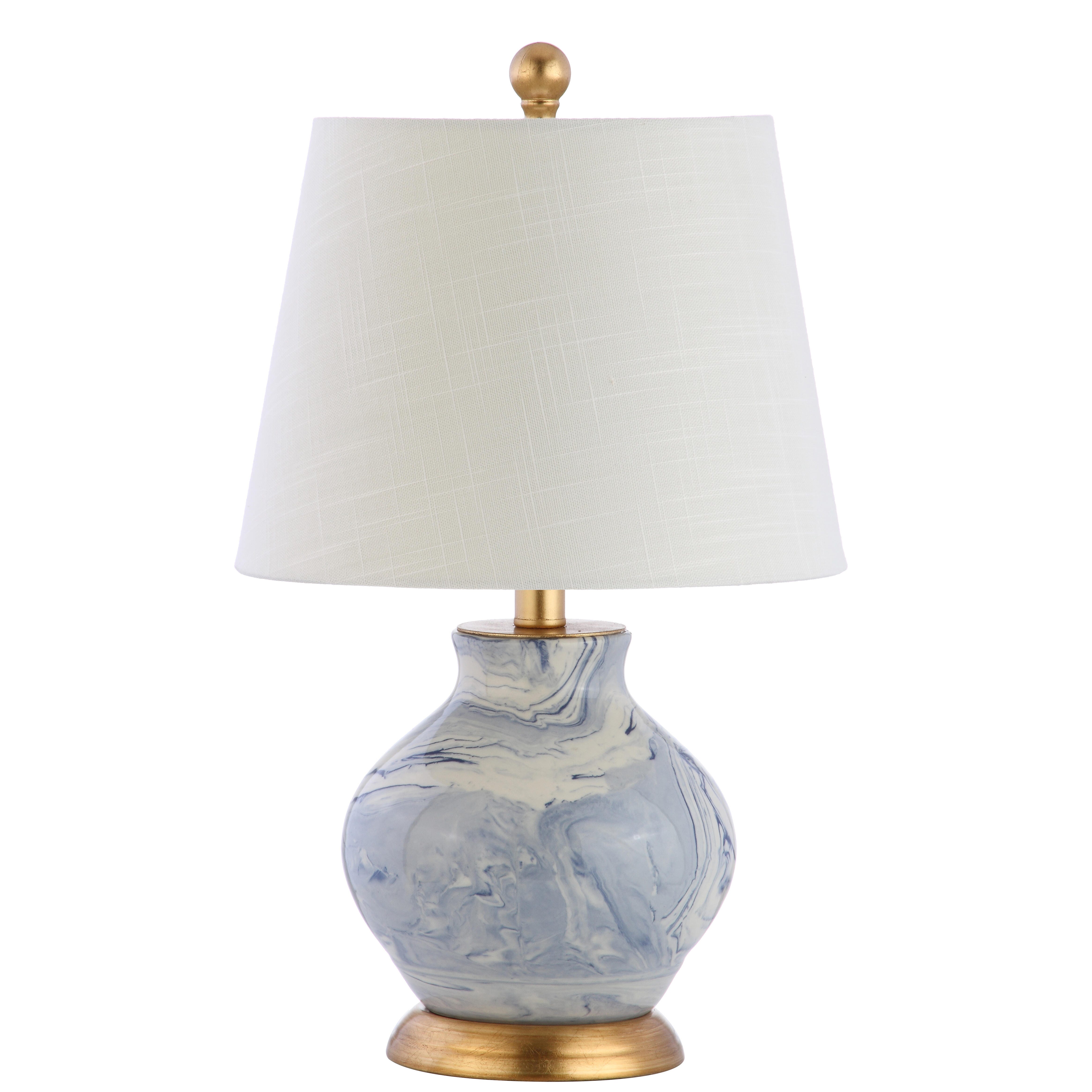 JONATHAN Y Holly 20.5" Marbleized Ceramic LED Table Lamp, Blue/White, , large