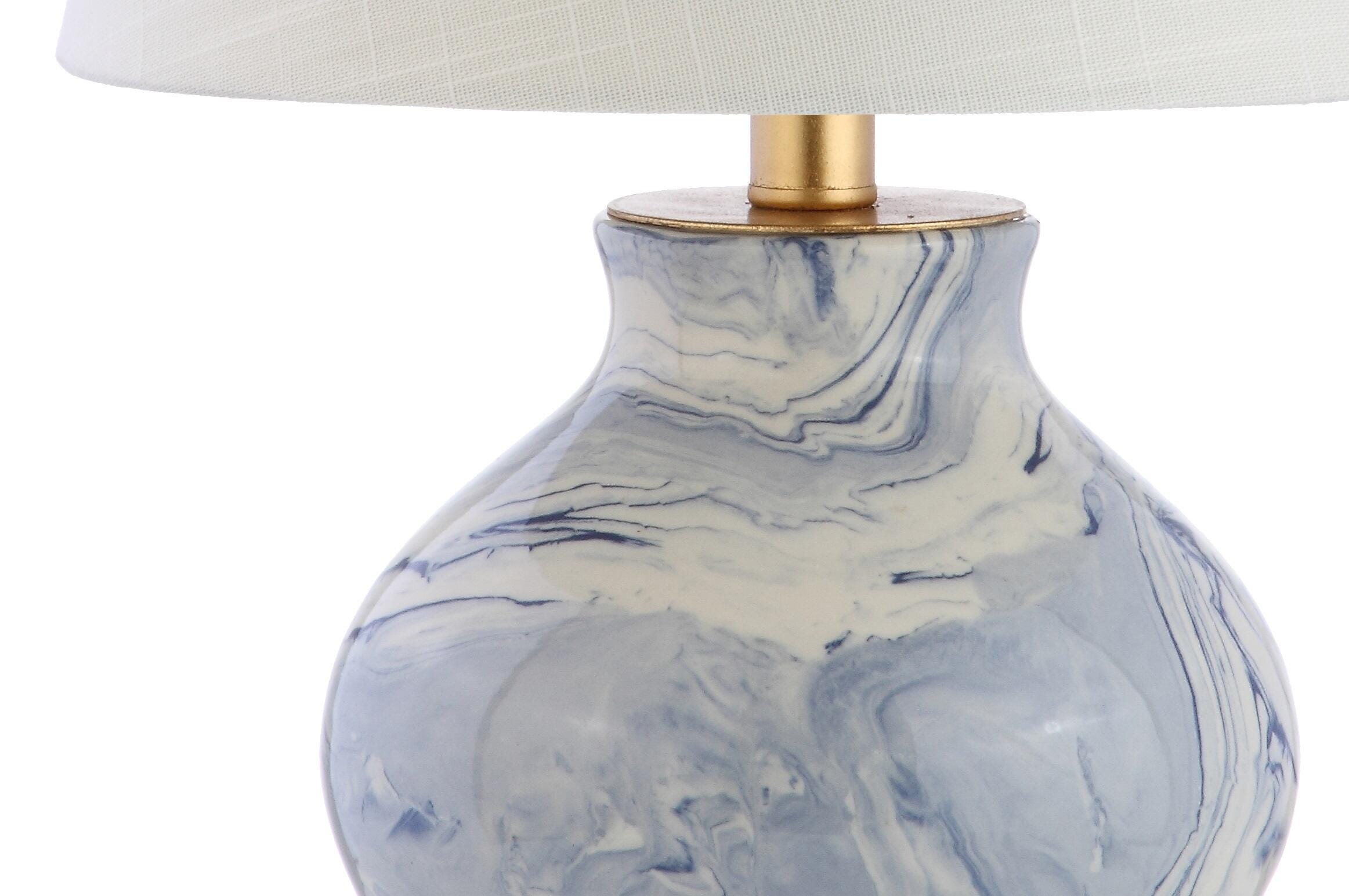 JONATHAN Y Holly 20.5" Marbleized Ceramic LED Table Lamp, Blue/White, , large