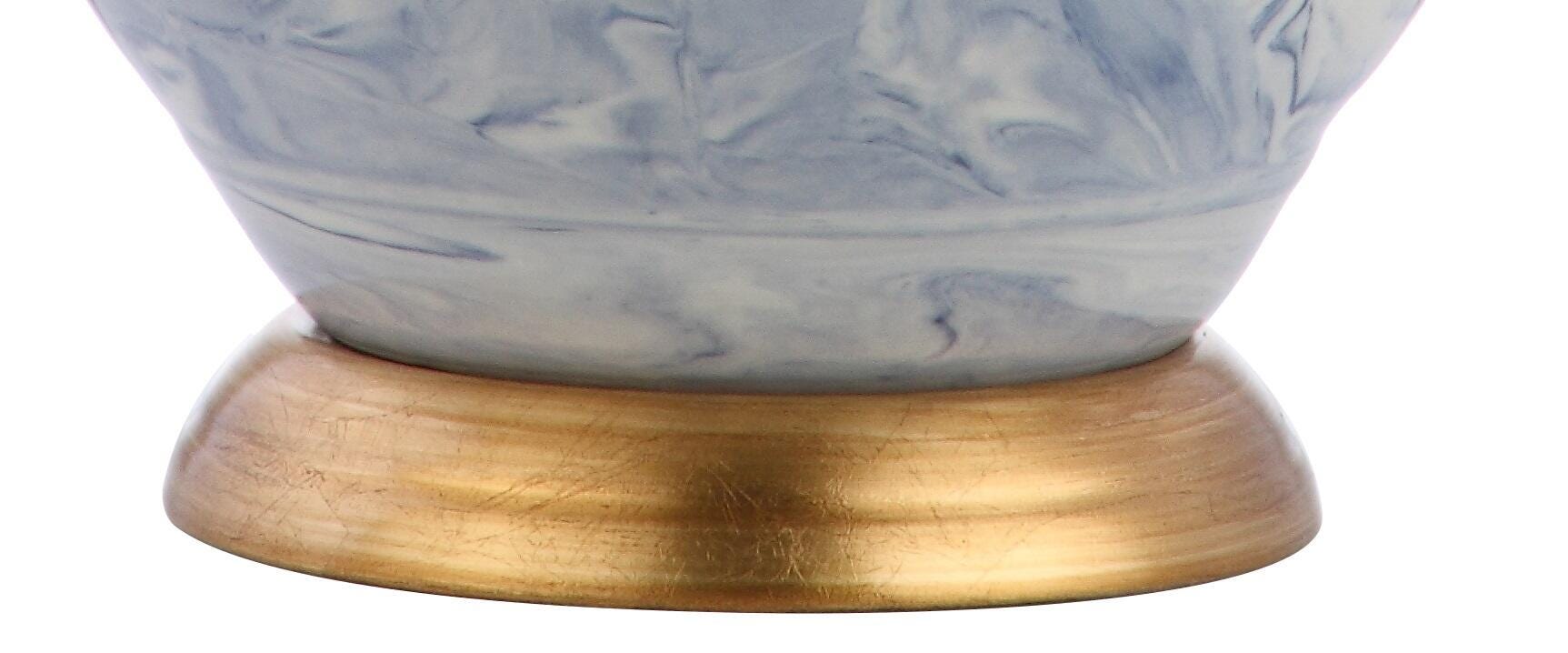 JONATHAN Y Holly 20.5" Marbleized Ceramic LED Table Lamp, Blue/White, , large