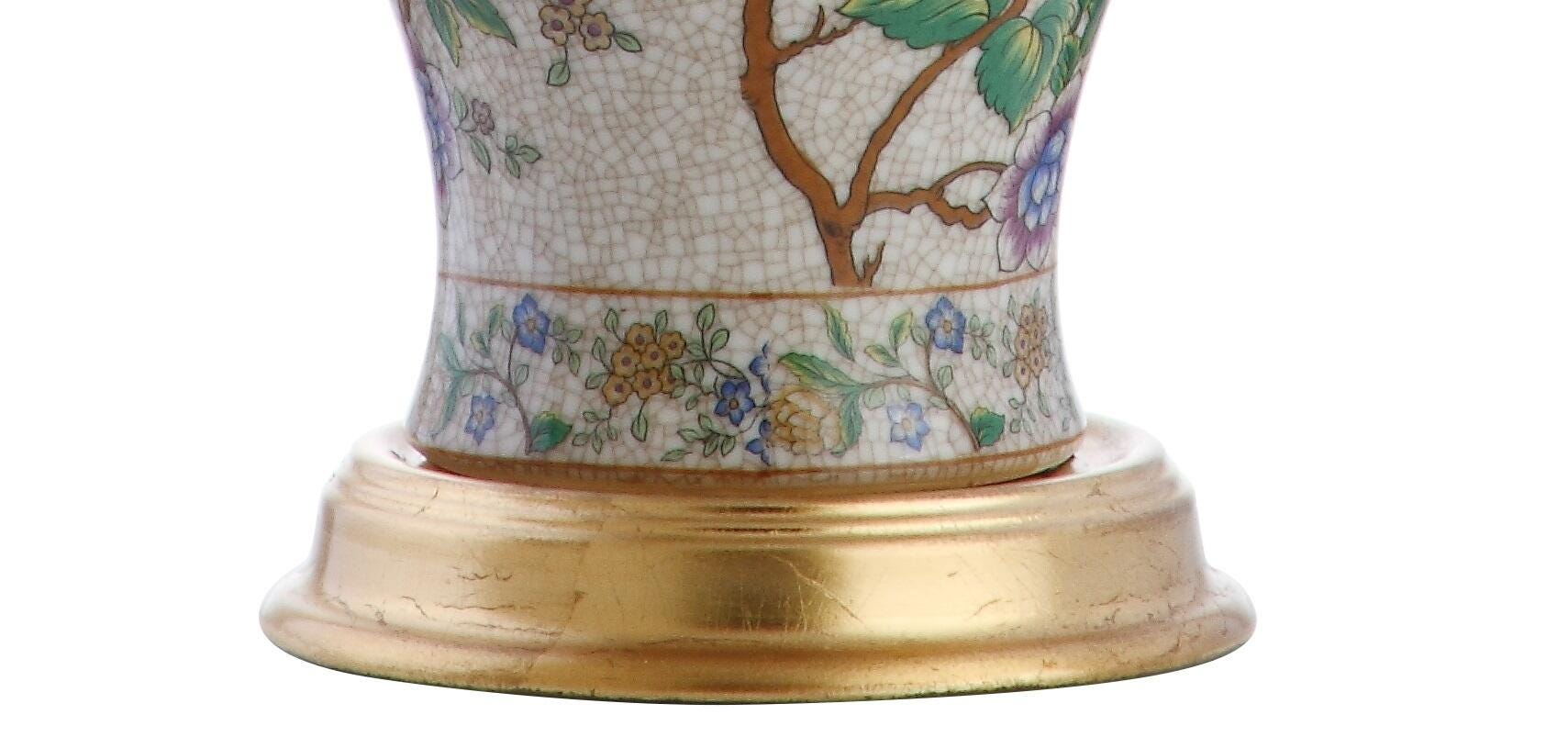 JONATHAN Y Grace 24" Floral LED Table Lamp, Multi/Brass, Blue/White, large