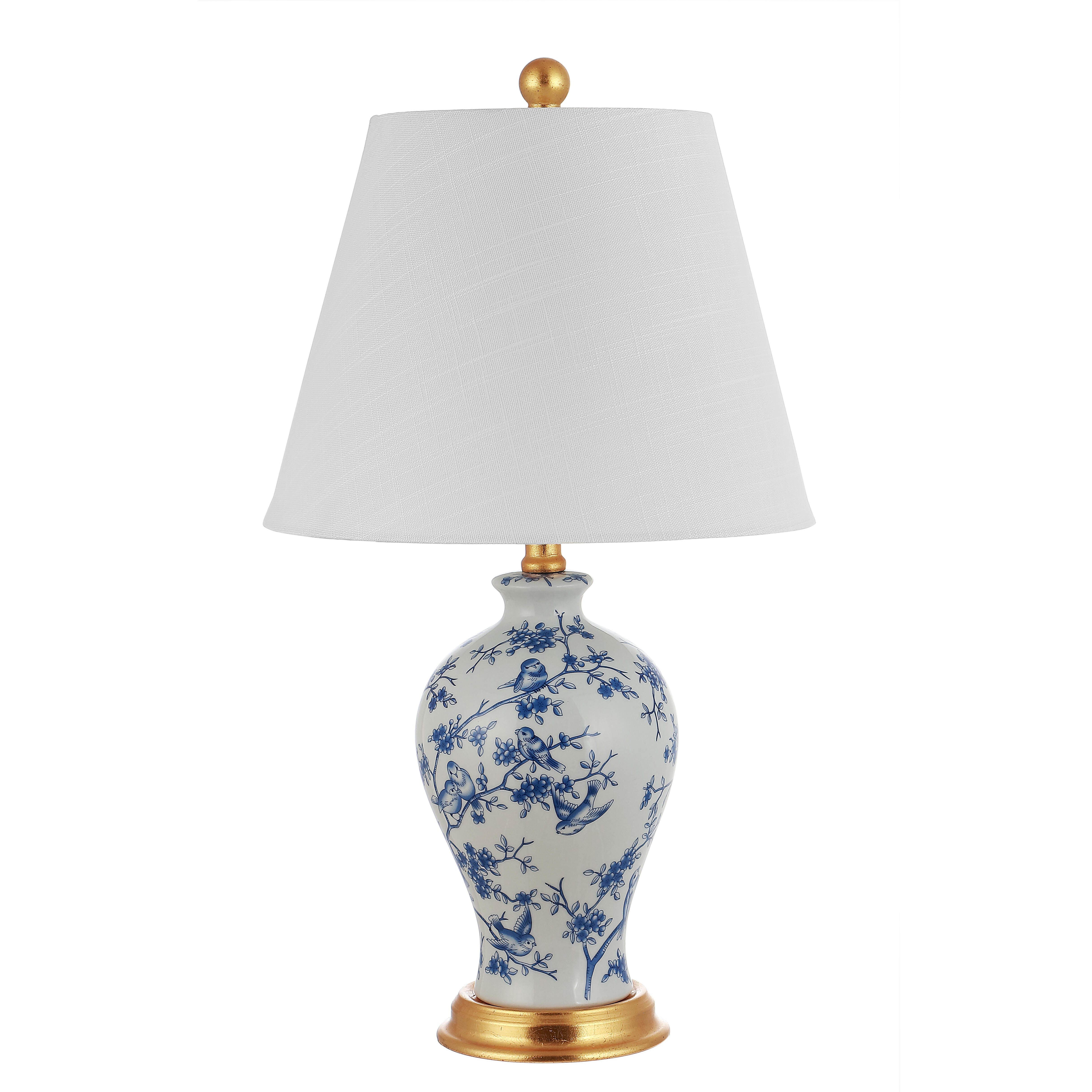 JONATHAN Y Grace 24" Floral Classic LED Table Lamp, Blue/White, Navy/White, large