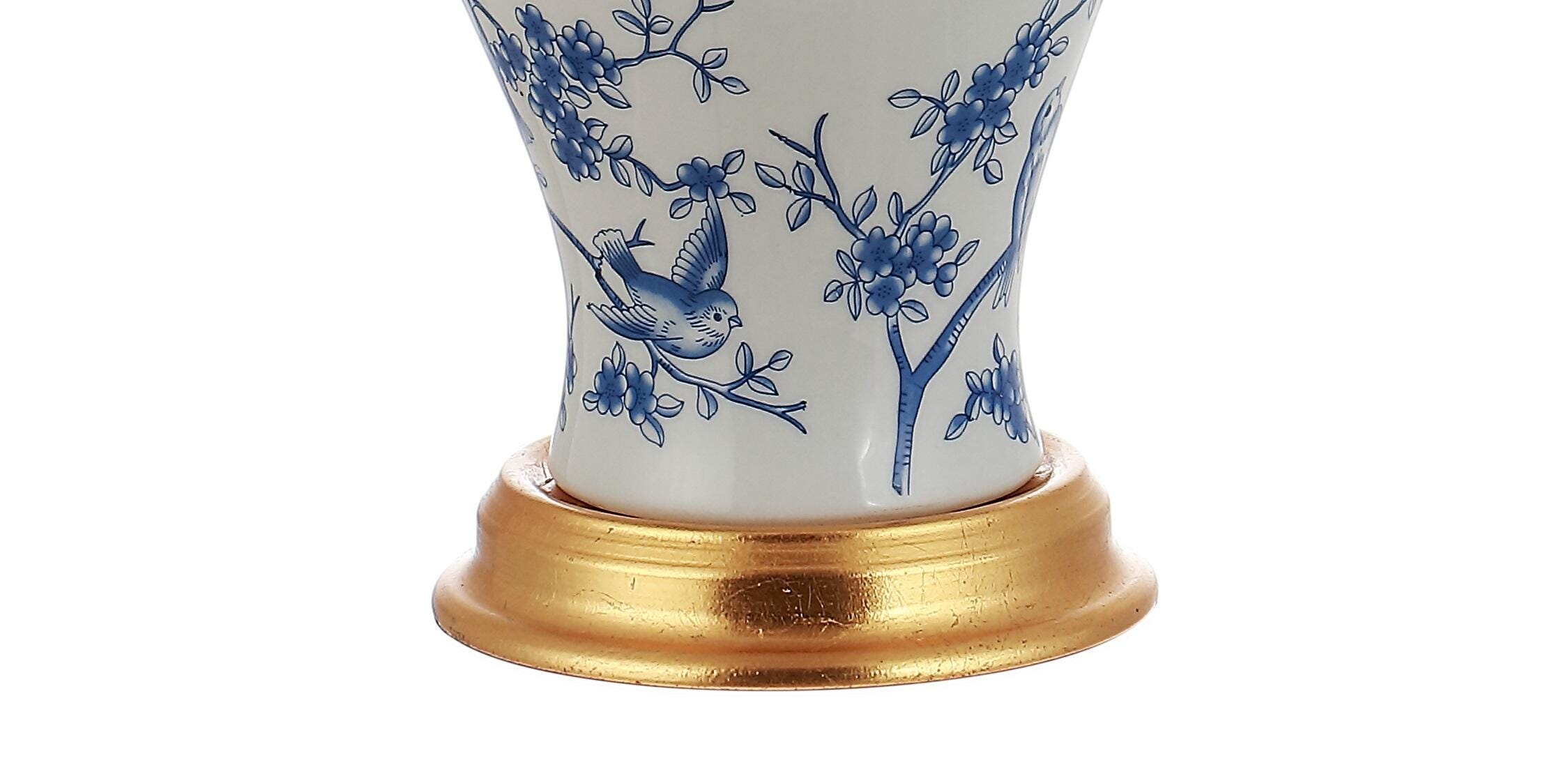 JONATHAN Y Grace 24" Floral Classic LED Table Lamp, Blue/White, Navy/White, large