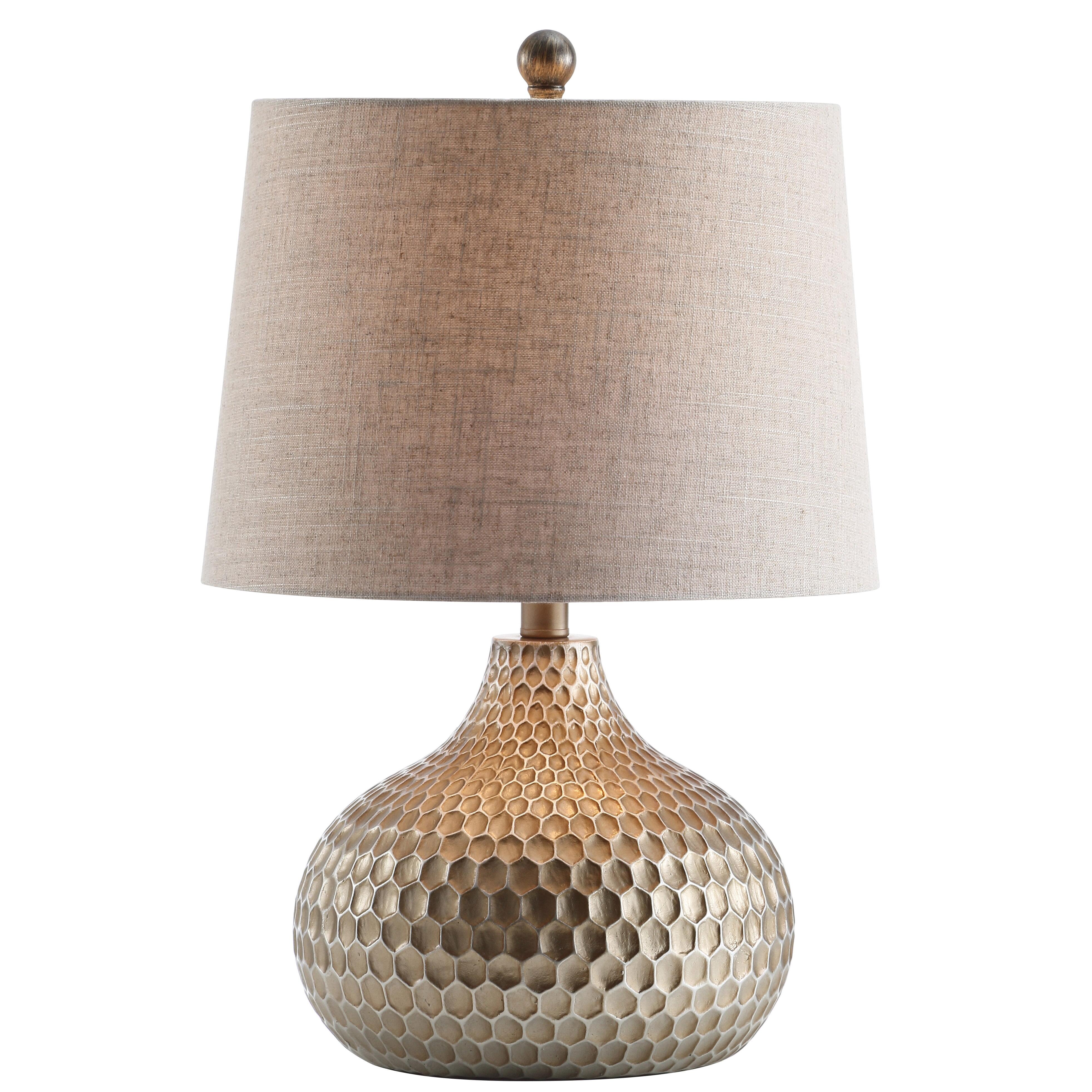 JONATHAN Y Bates 22" Honeycomb LED Table Lamp, Antique Brown, , large