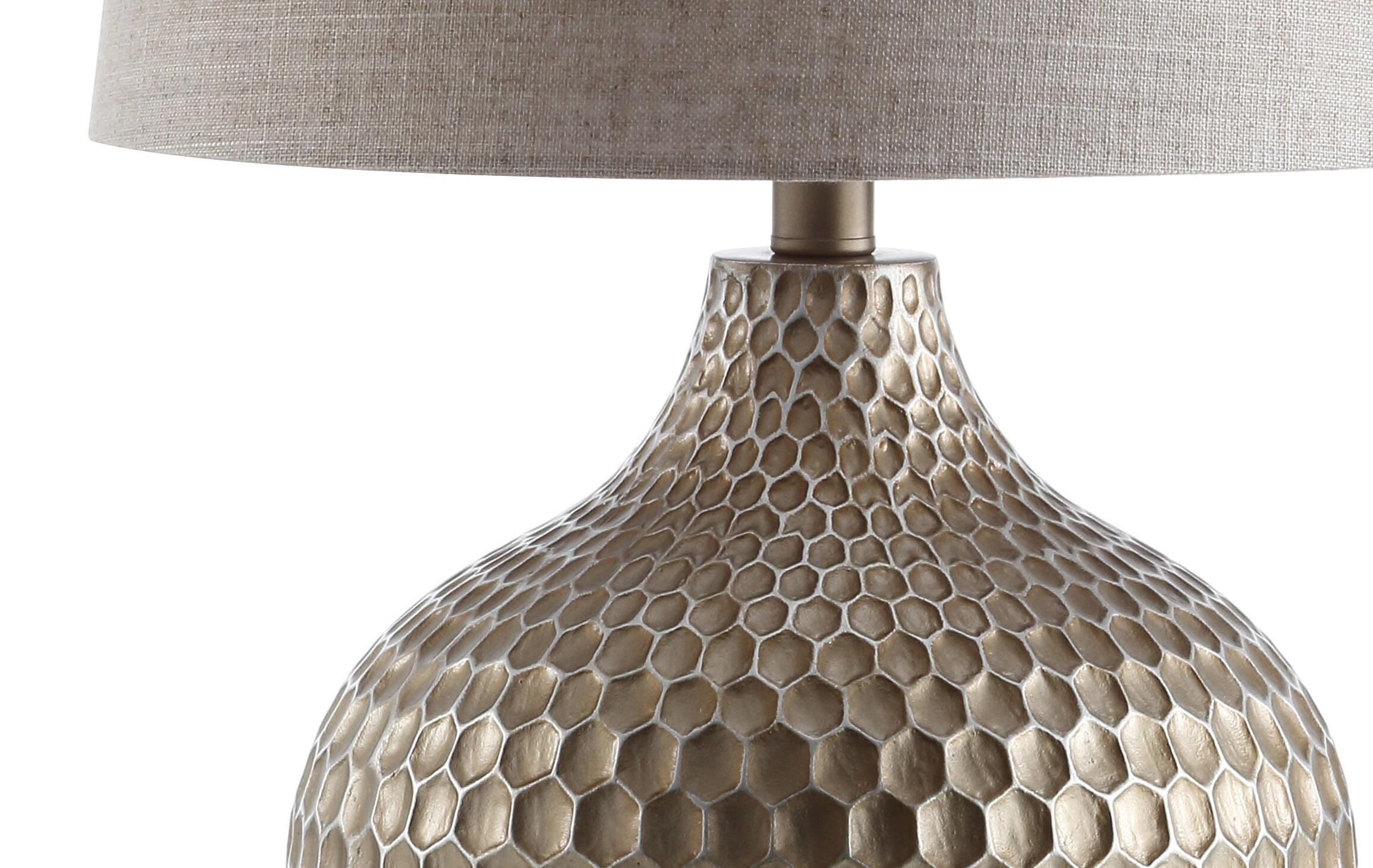 JONATHAN Y Bates 22" Honeycomb LED Table Lamp, Antique Brown, , large