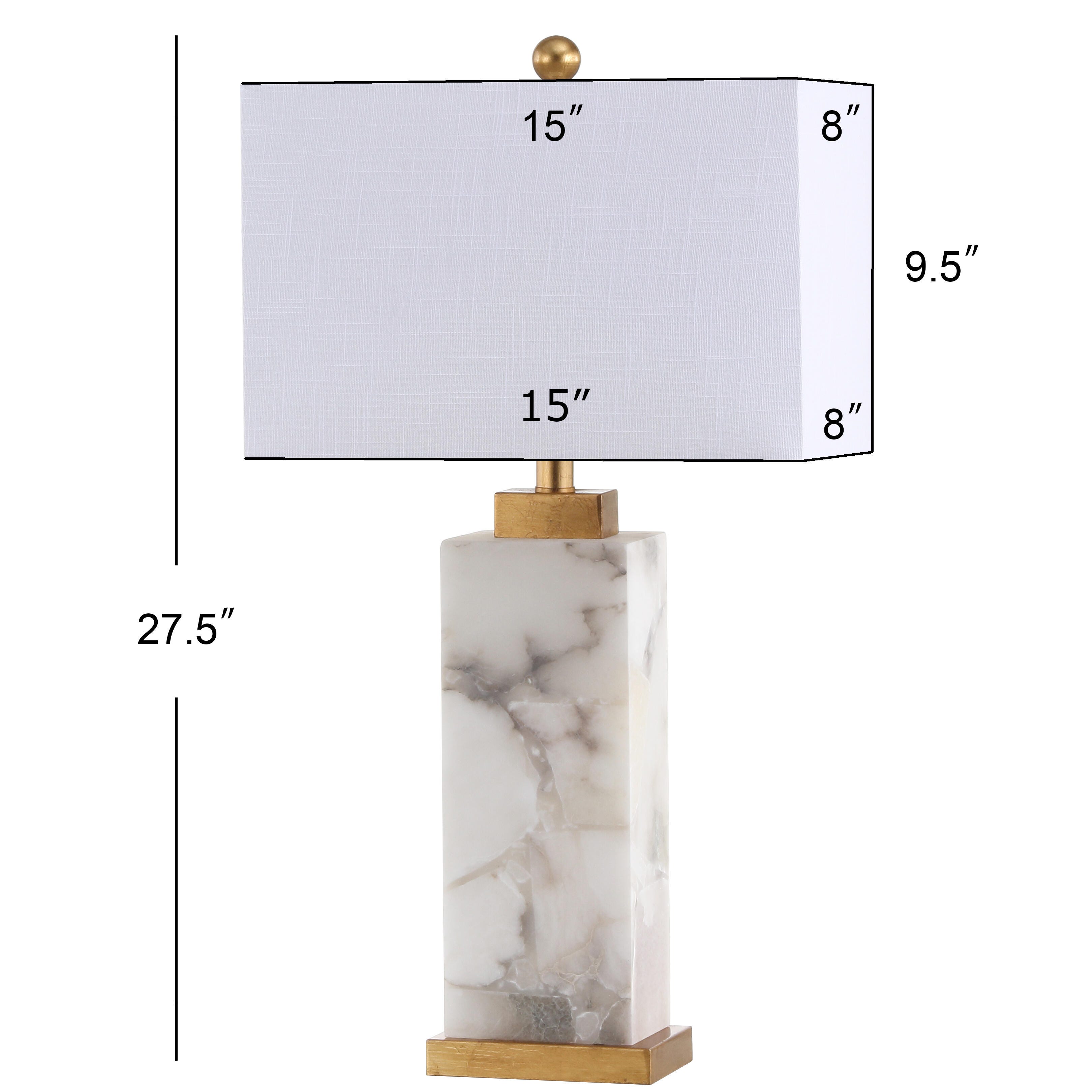 JONATHAN Y Elizabeth 27.5" Alabaster LED Table Lamp, White/Gold Leaf, , large