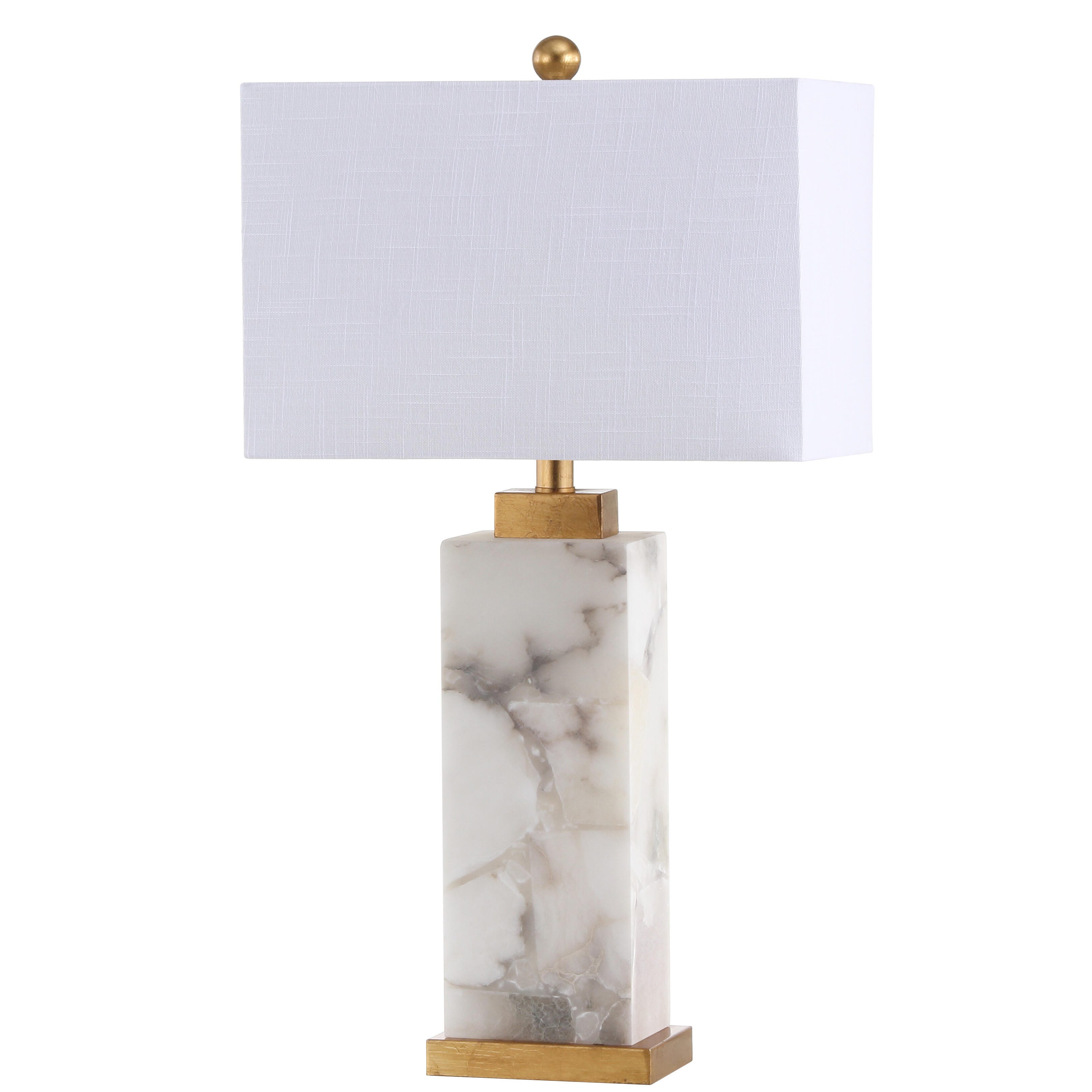 JONATHAN Y Elizabeth 27.5" Alabaster LED Table Lamp, White/Gold Leaf, , large
