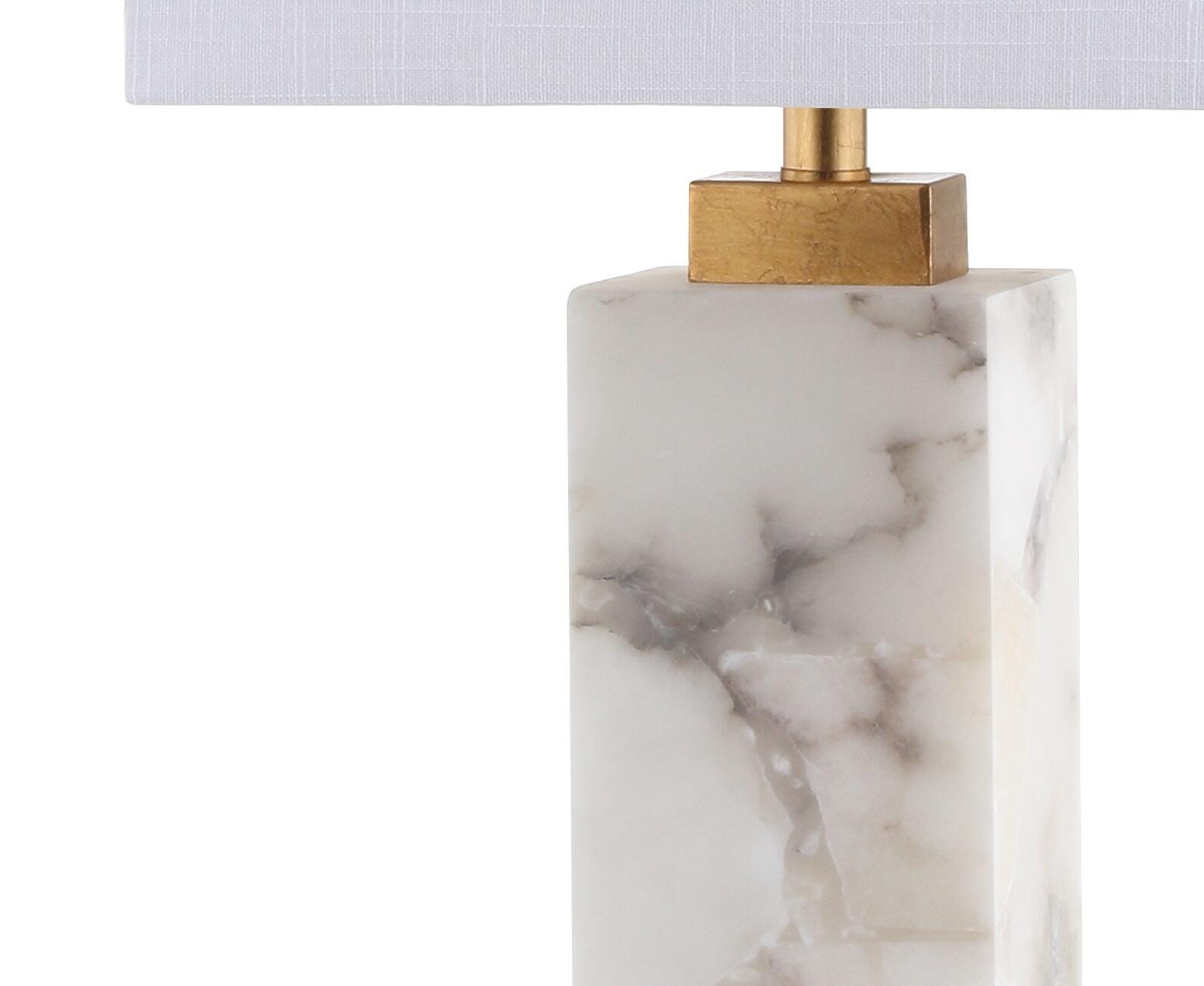 JONATHAN Y Elizabeth 27.5" Alabaster LED Table Lamp, White/Gold Leaf, , large