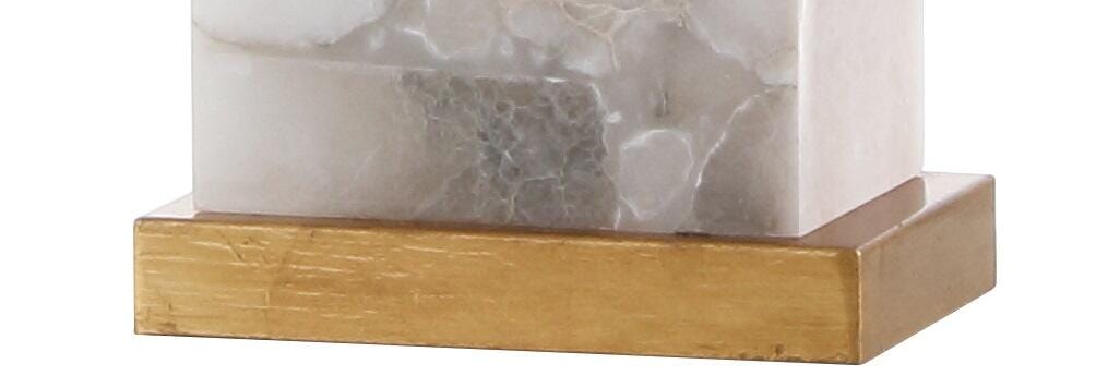 JONATHAN Y Elizabeth 27.5" Alabaster LED Table Lamp, White/Gold Leaf, , large