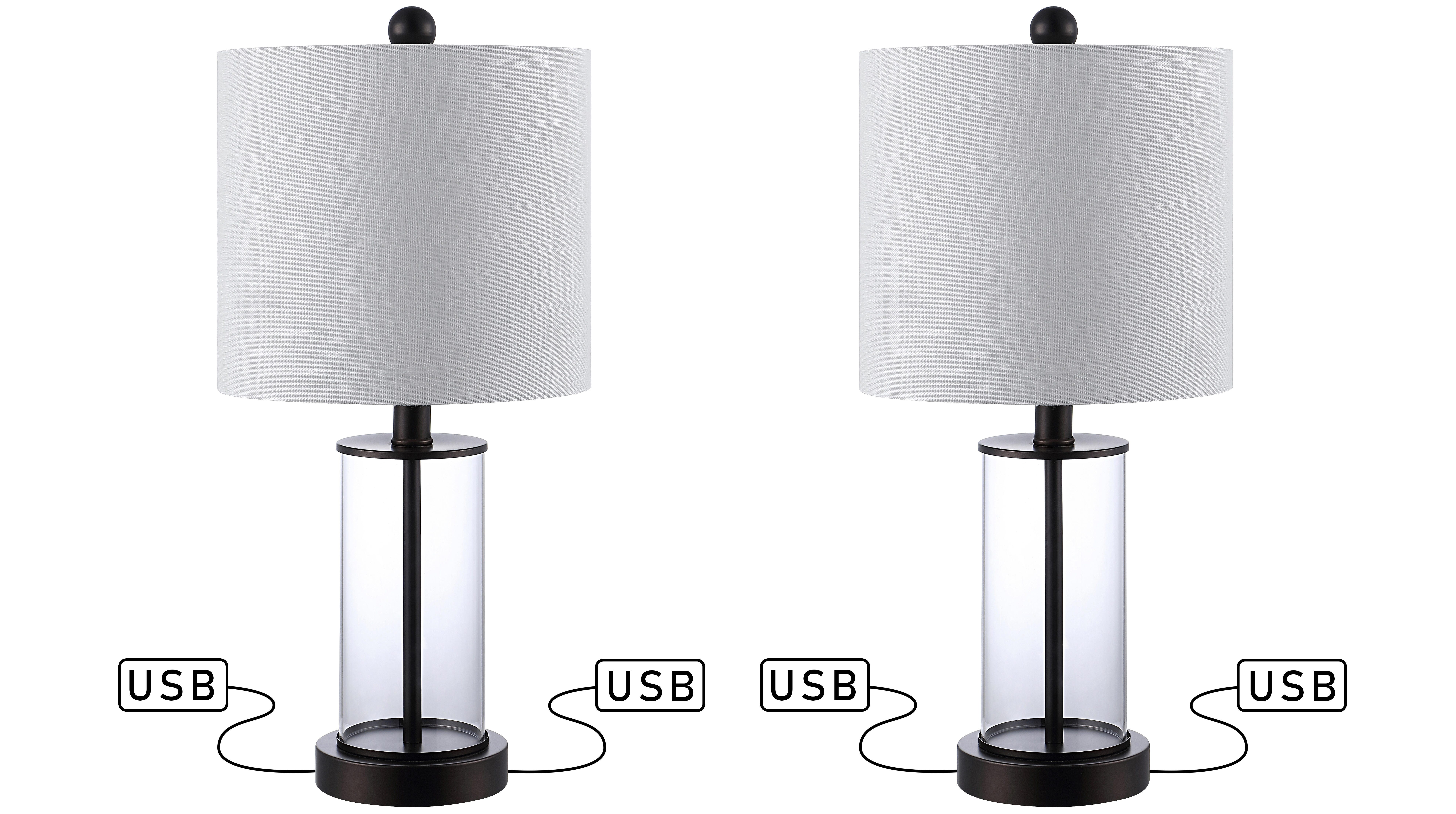 JONATHAN Y Abner USB Charging LED Table Lamp (Set of 2), White/Chrome, large
