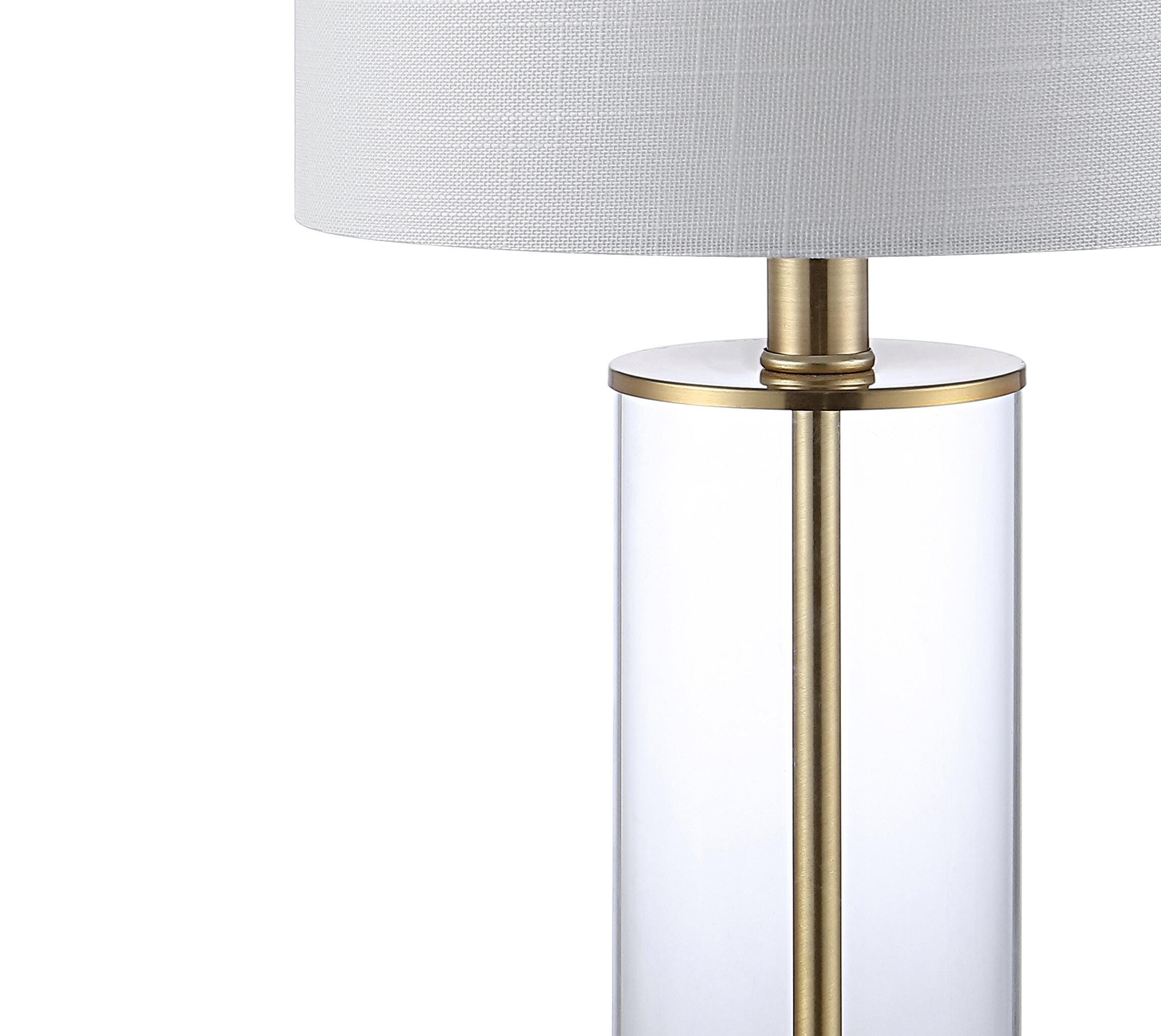 JONATHAN Y Abner Table Lamp with USB, White/Brass Gold/White, large