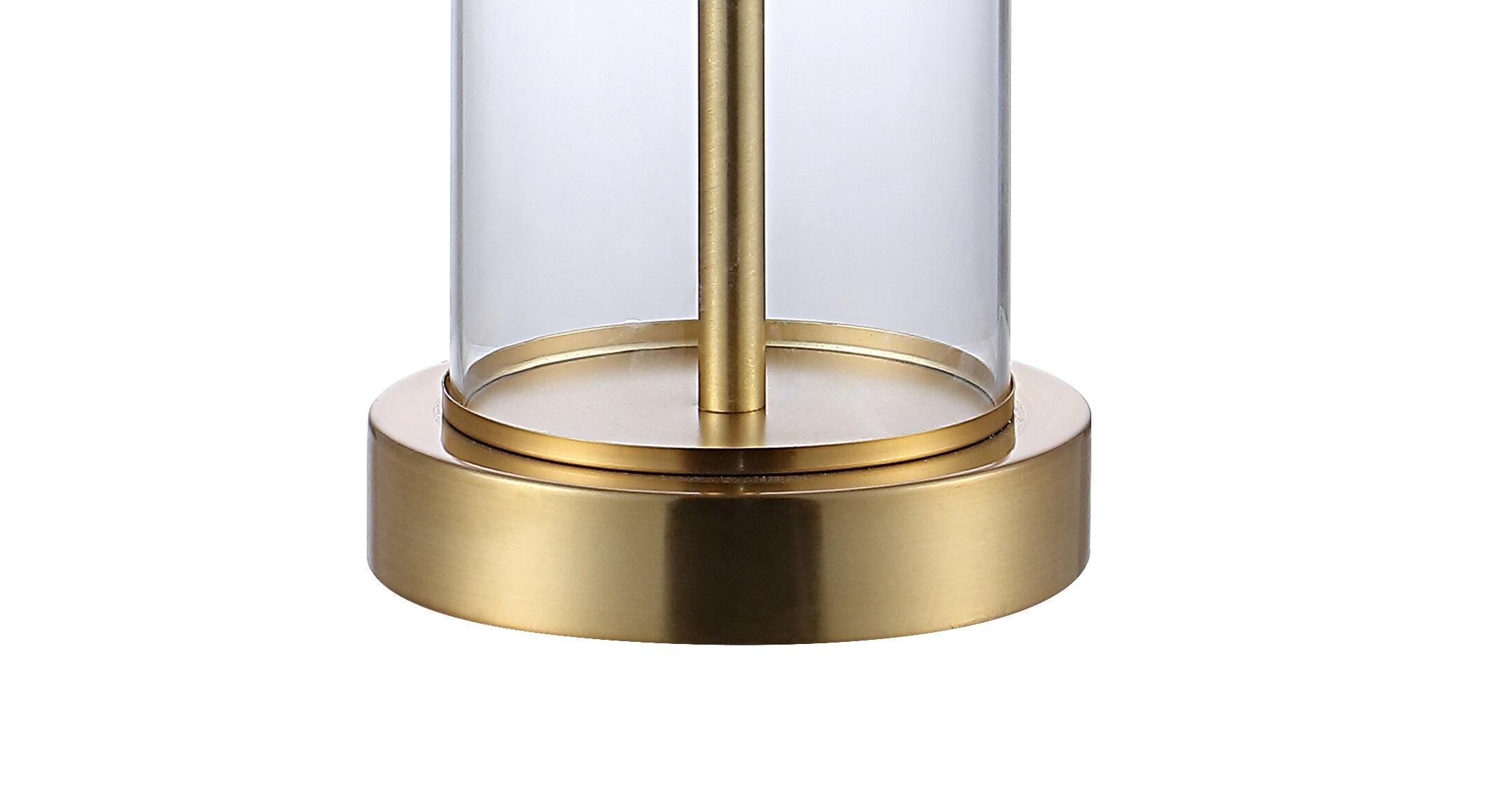 JONATHAN Y Abner Table Lamp with USB, White/Brass Gold/White, large