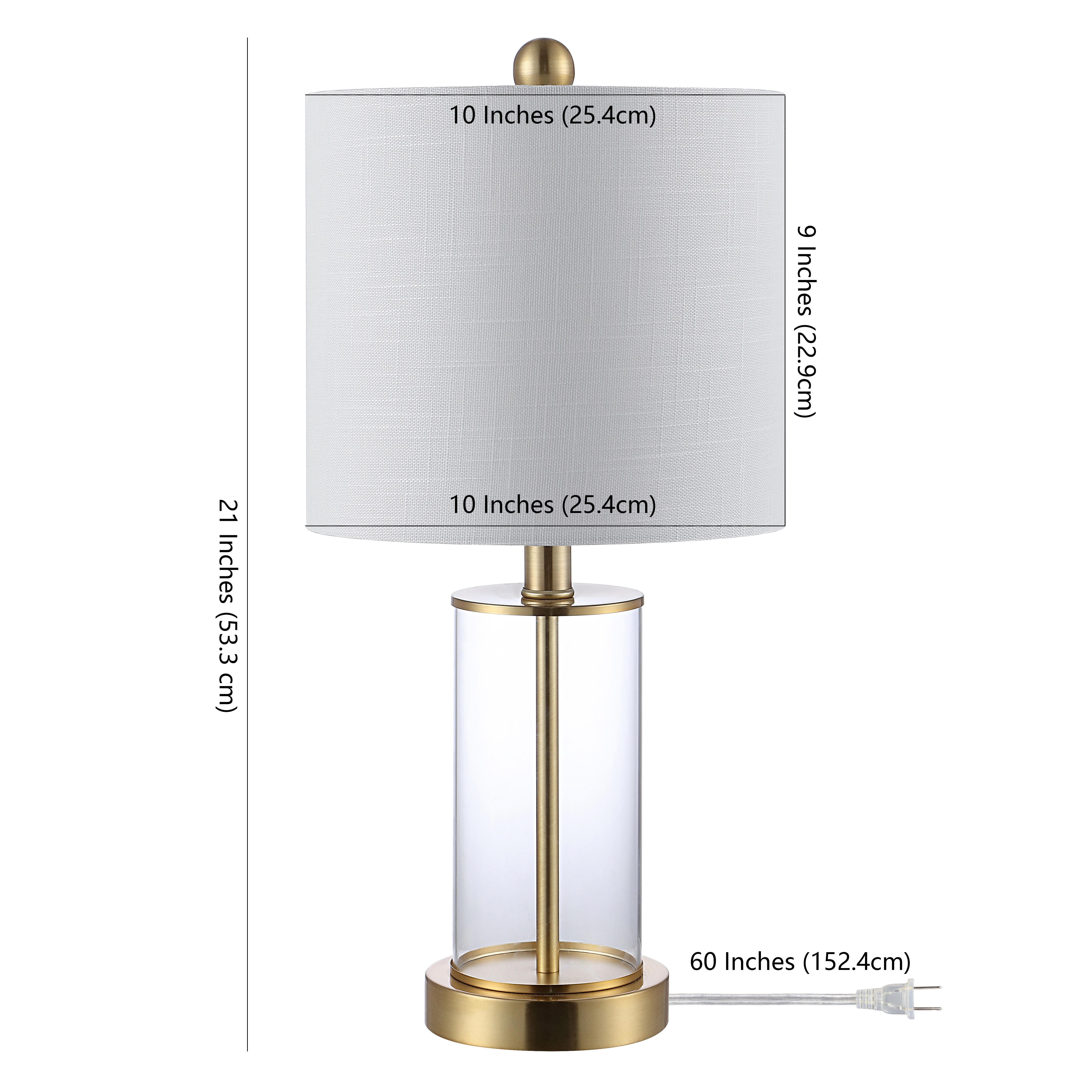 JONATHAN Y Abner Table Lamp with USB, White/Brass Gold/White, large